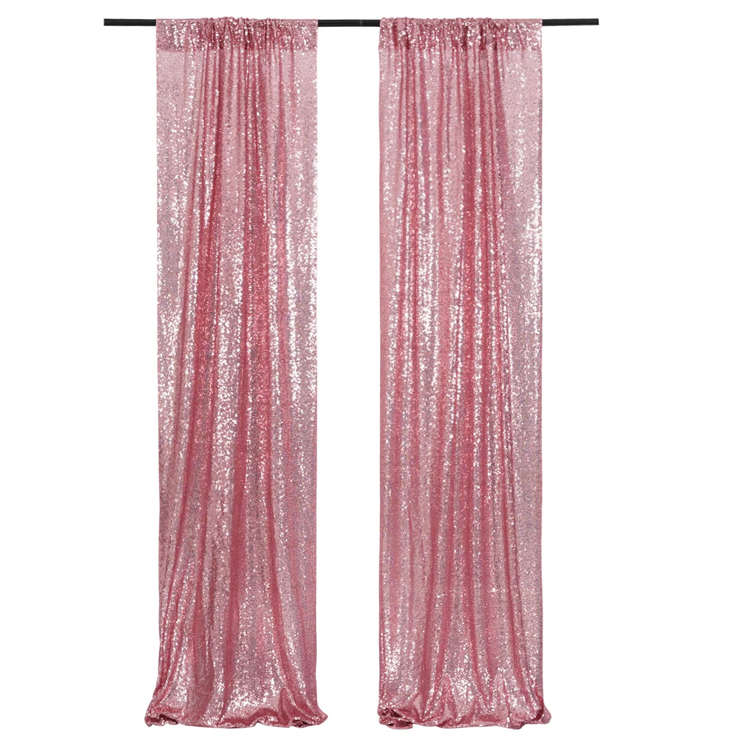 Poise3EHome 2 Panels 2ft x 8ft Fuchsia Pink Sequin Backdrop Curtains for Wedding Party Xmas Decoration