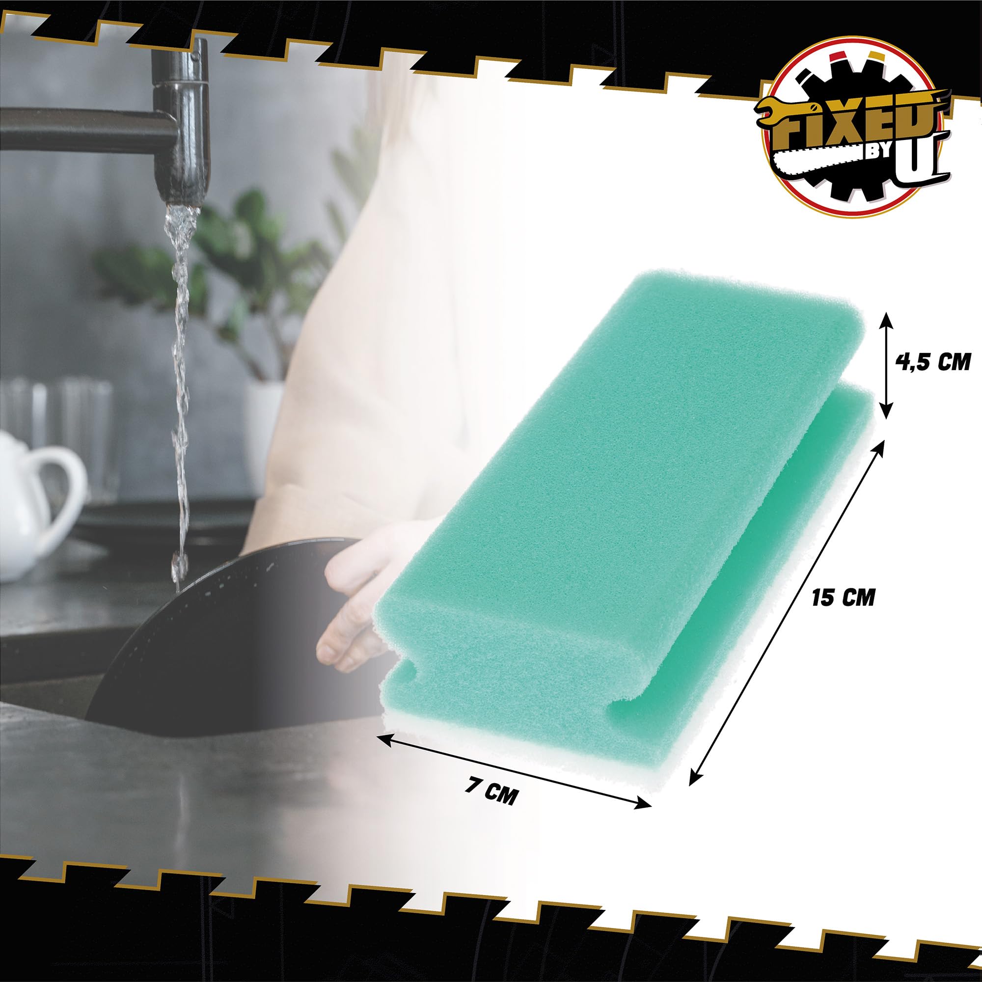 FixedByU Esponja de limpieza XL de viscosa sin arañazos con suave fieltro, sin abrasivos, esponja grande: 15 x 7 x 4,5 cm, para cocina, apartamento, baño, WC 40 x (10 x 4 colores)