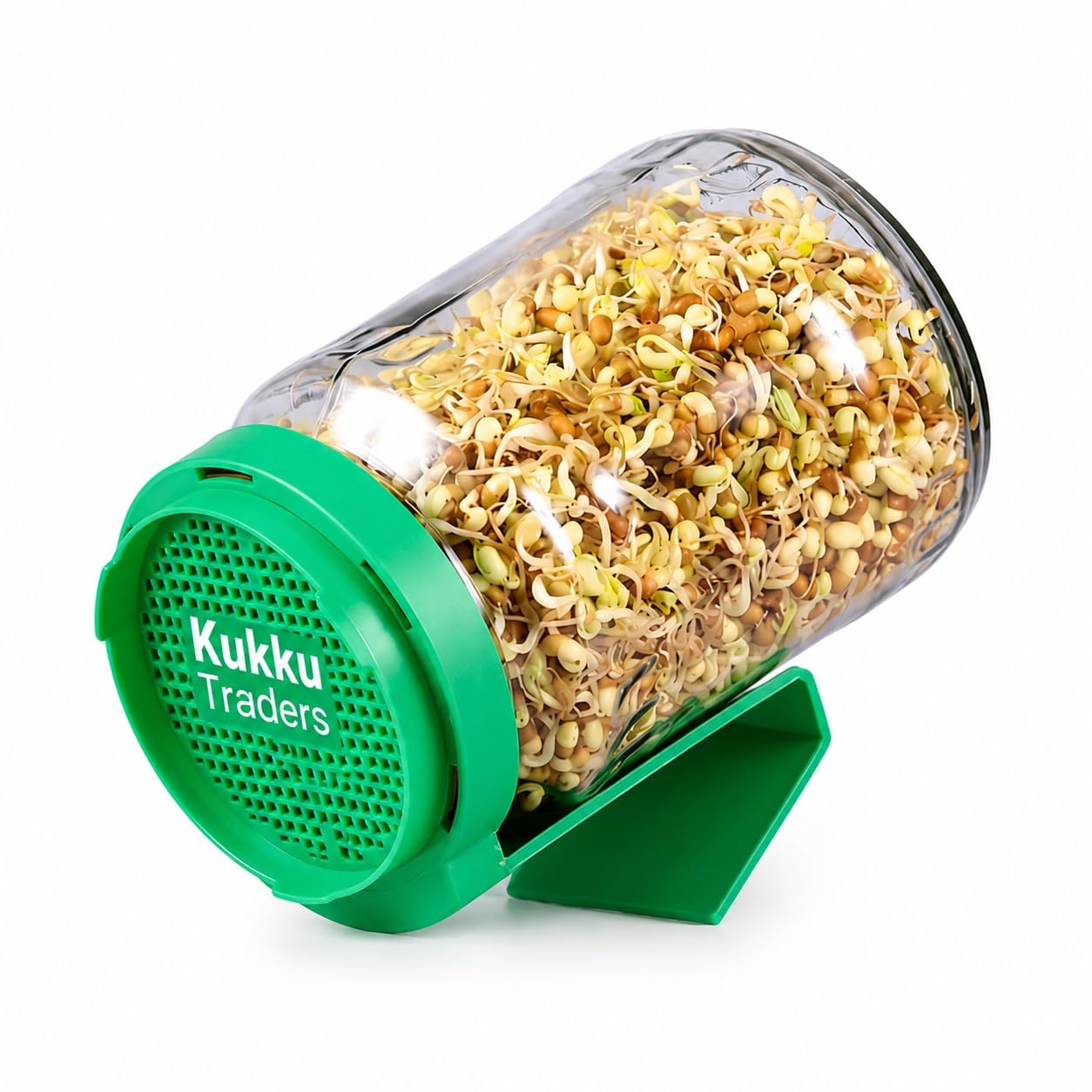 KUKKU Traders Sprouts Maker Jar 700ml, Plastic Sprout Maker with Strainer Lid and Tilt Stand for Moong, Chana, Beans and Seeds, Green-picture-33