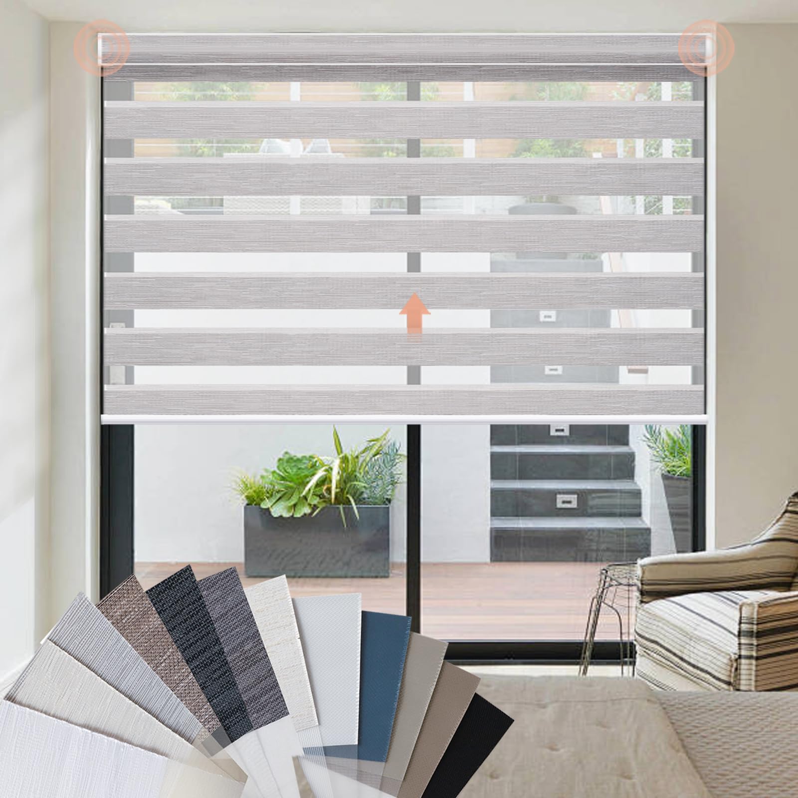 Canisteo Motorized Zebra Blinds?60%,85%,90% Blackout Fabric Sample, Light Filtering Window Shades Sample Fabric, Multi-Color