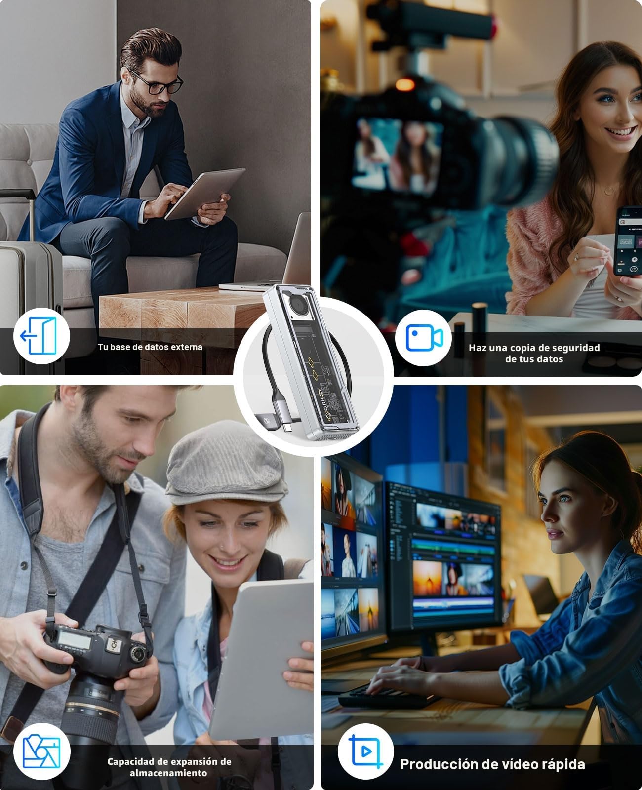 ORICO Adaptador de Carcasa SSD M.2 NVMe de 40 Gbps, Ventilador Integrado M.2, Carcasa Externa para M-Key SSD 2230/2242/2260/2280, Soporta hasta 8 TB, Compatible con Thunderbolt 3/4 USB4