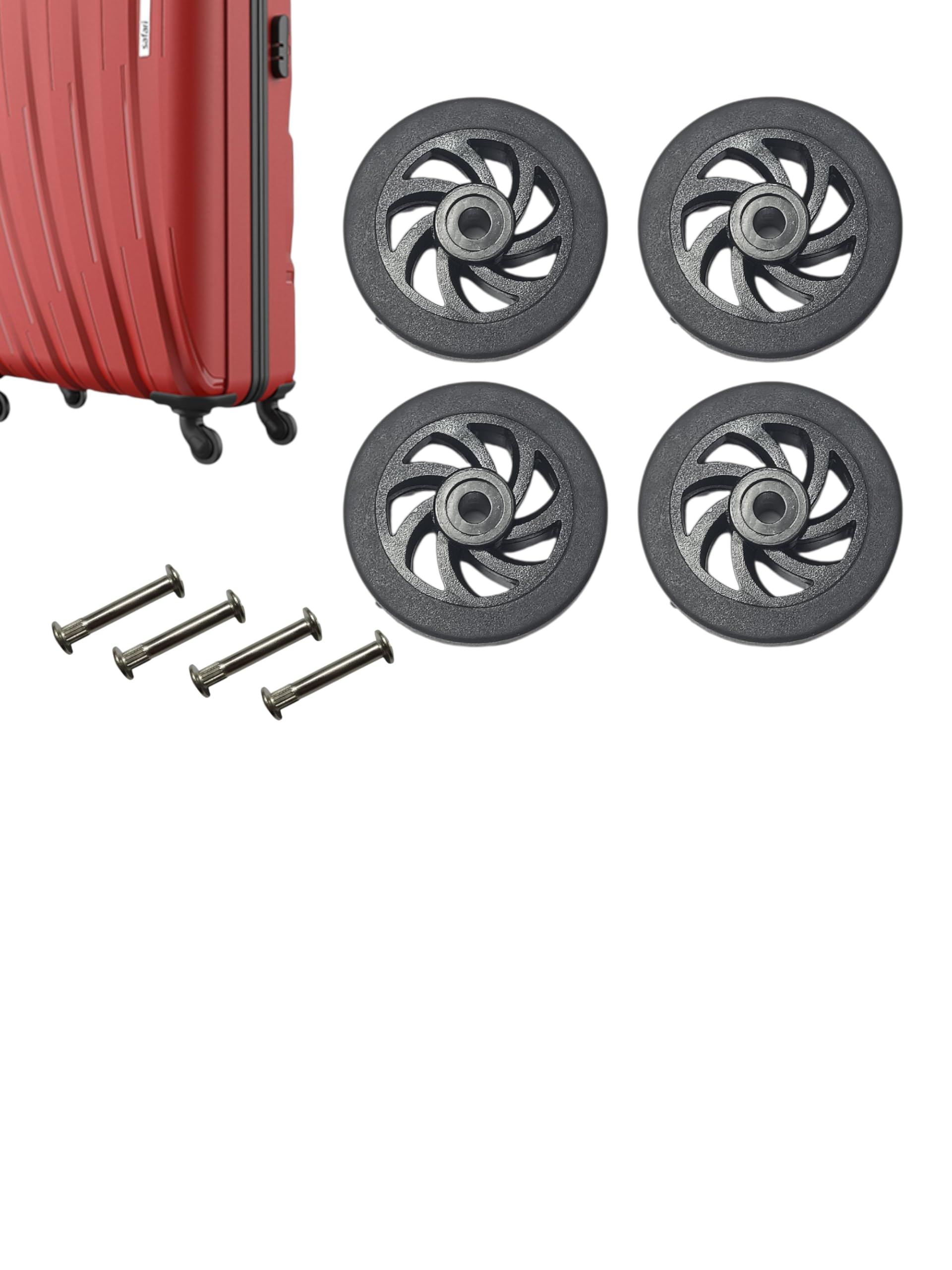 replacement wheels for luggage bags, universal suitcase wheel set, black, 4 pack with installation hardware (5cm diameter (black))