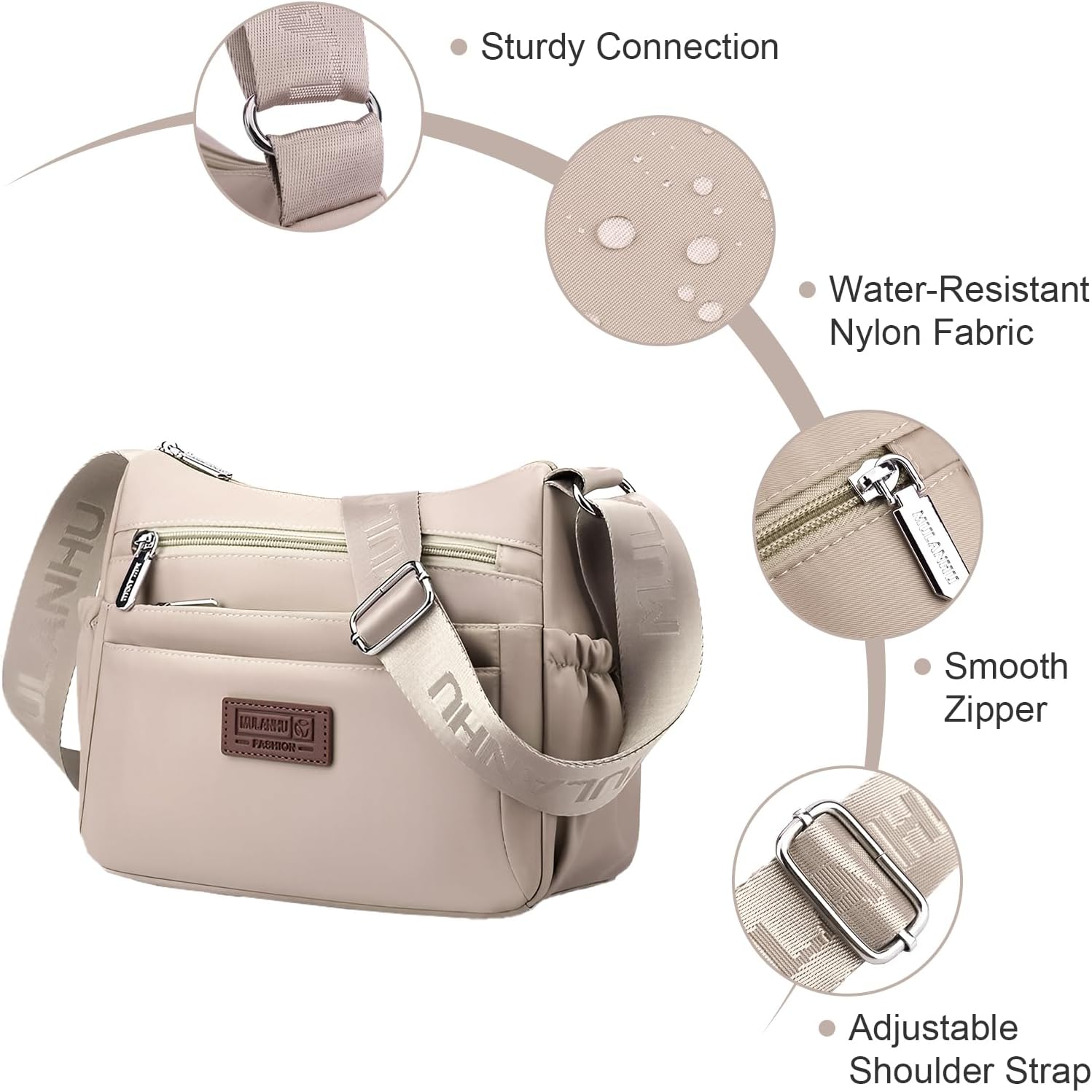 Womens Nylon Crossbody Bag Large Capacity Multi-layer Bags Shoulder Handbag Messenger Bag Travel Satchel Purse - Image 5