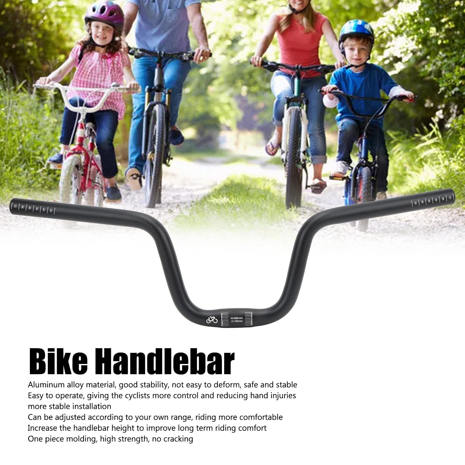 Socobeta Guidon à Engrenage Fixe LP Litepro, Guidon de Vélo Riser Cruiser en Alliage D'aluminium pour Vélo de Route VTT Noir(Soulevez 160 mm / 6,3 Pouces)