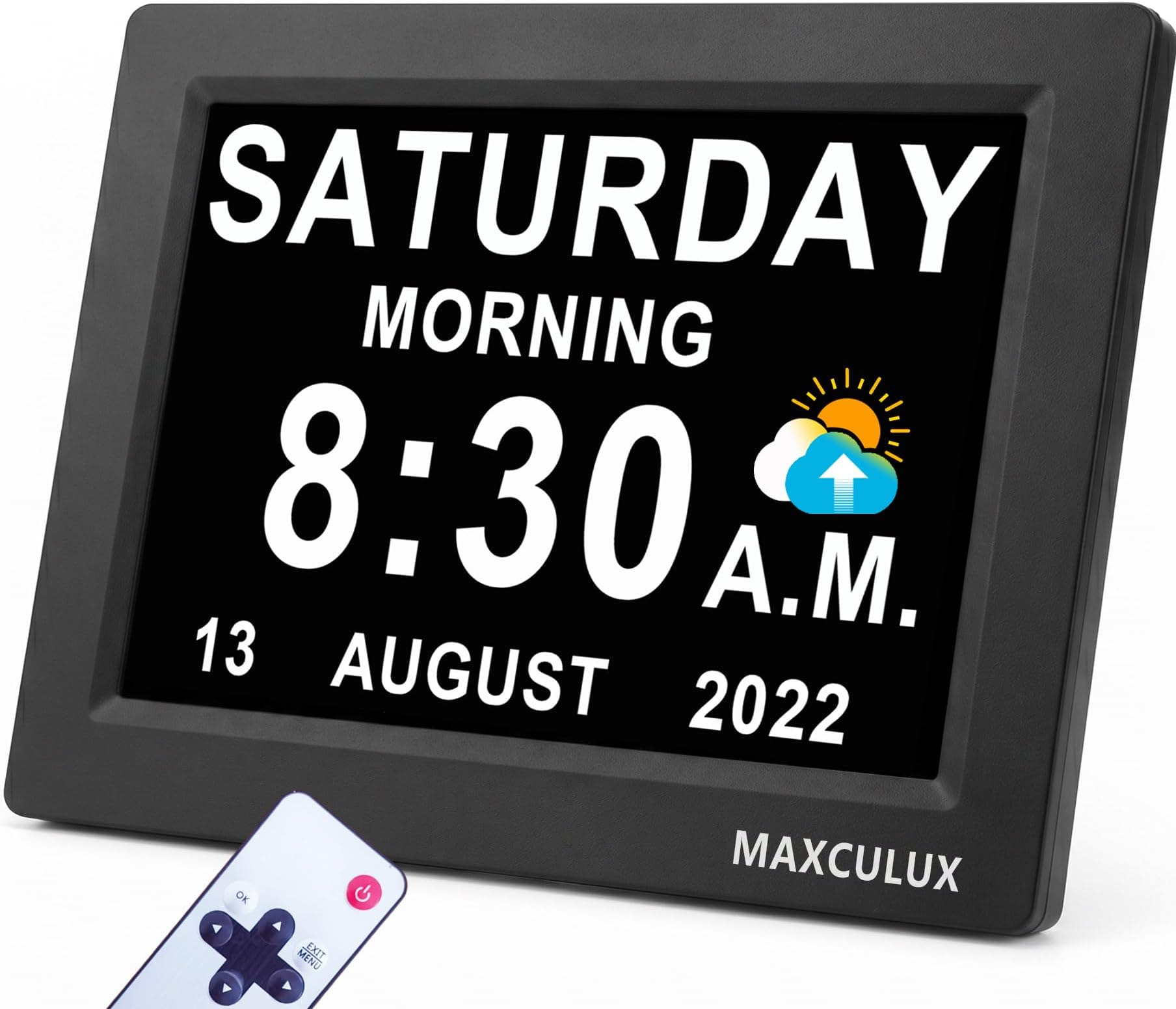 【Upgraded】19 Alarms Digital Talking Clock with Day and Date, Custom Reminders, 1280 * 800p HD Dsiplay, 10-Levels Dimmer, Auto DST, Sleep Trainer for Elderly Dementia, Voice-Talking with Remote