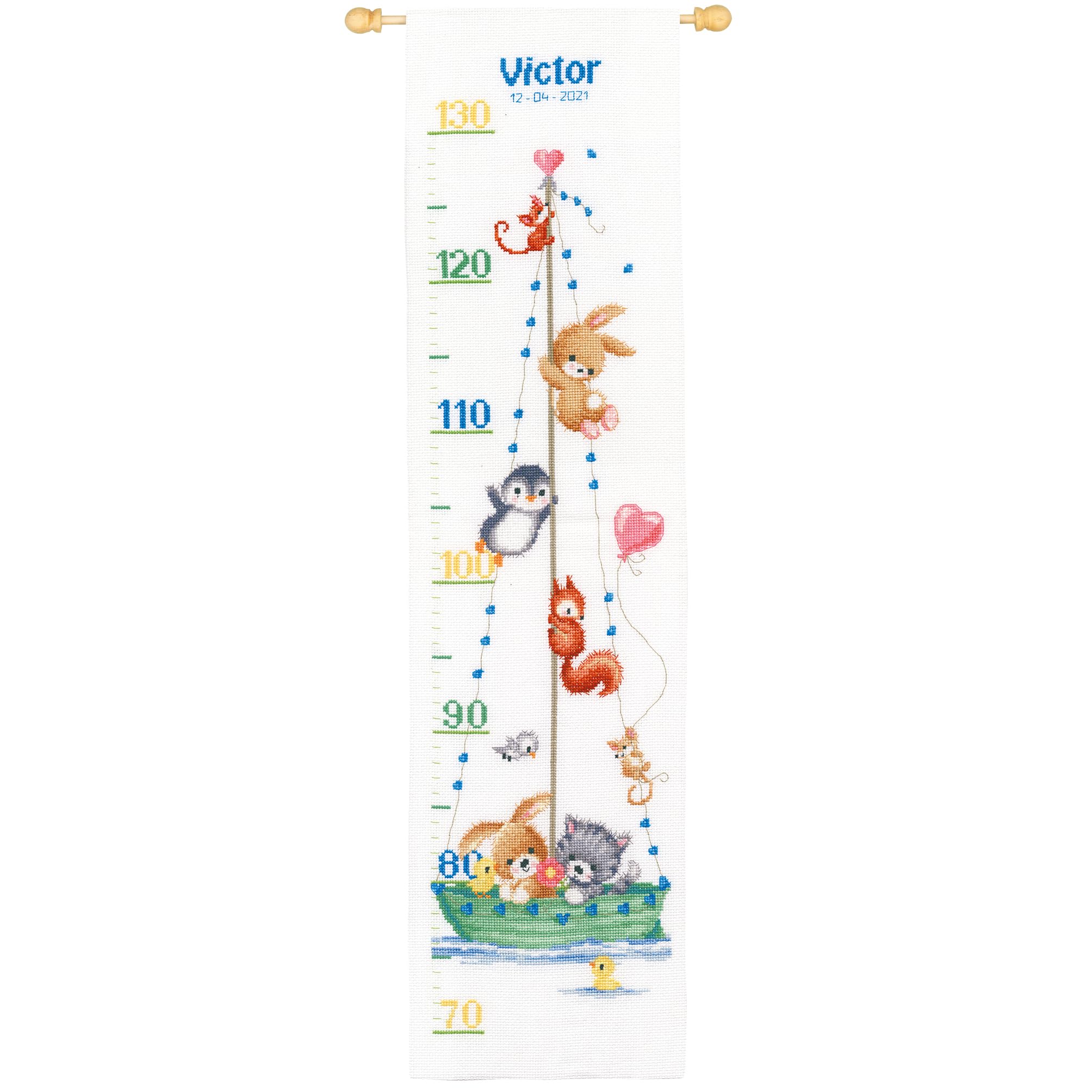 Vervaco Kit Punto De Cruz Medidor De Altura Para Niños NUESTRA MAYOR AVENTURA Regalos DIY Completo Creativo Manualidades Creatividad Adultos Decoracion Pared Bordar Kit Principiantes ca. 18 x 70 cm