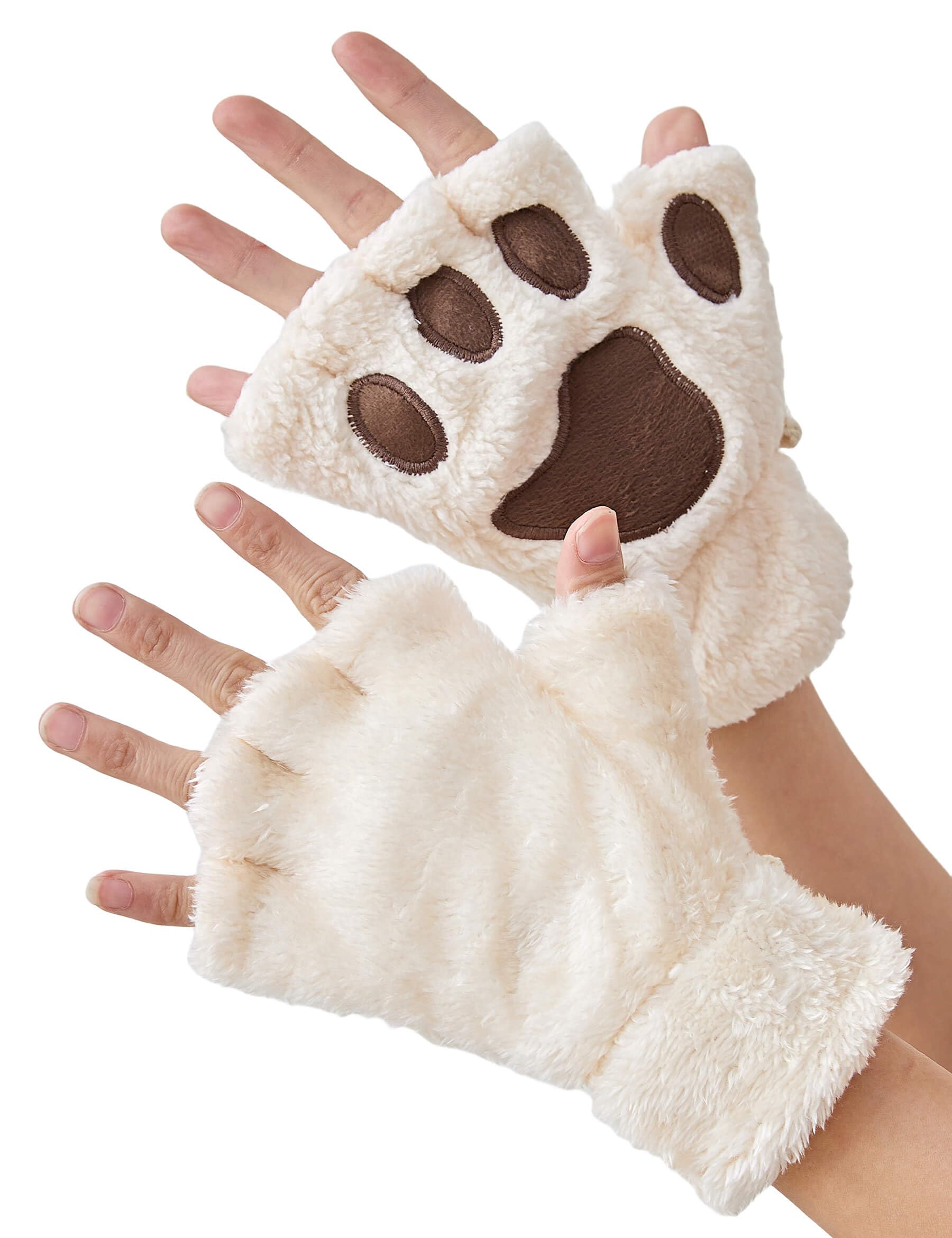 Cat Paws Gloves Fingerless Bear Furry Paw Cute Hand Gear Cosplay Costume Accessories