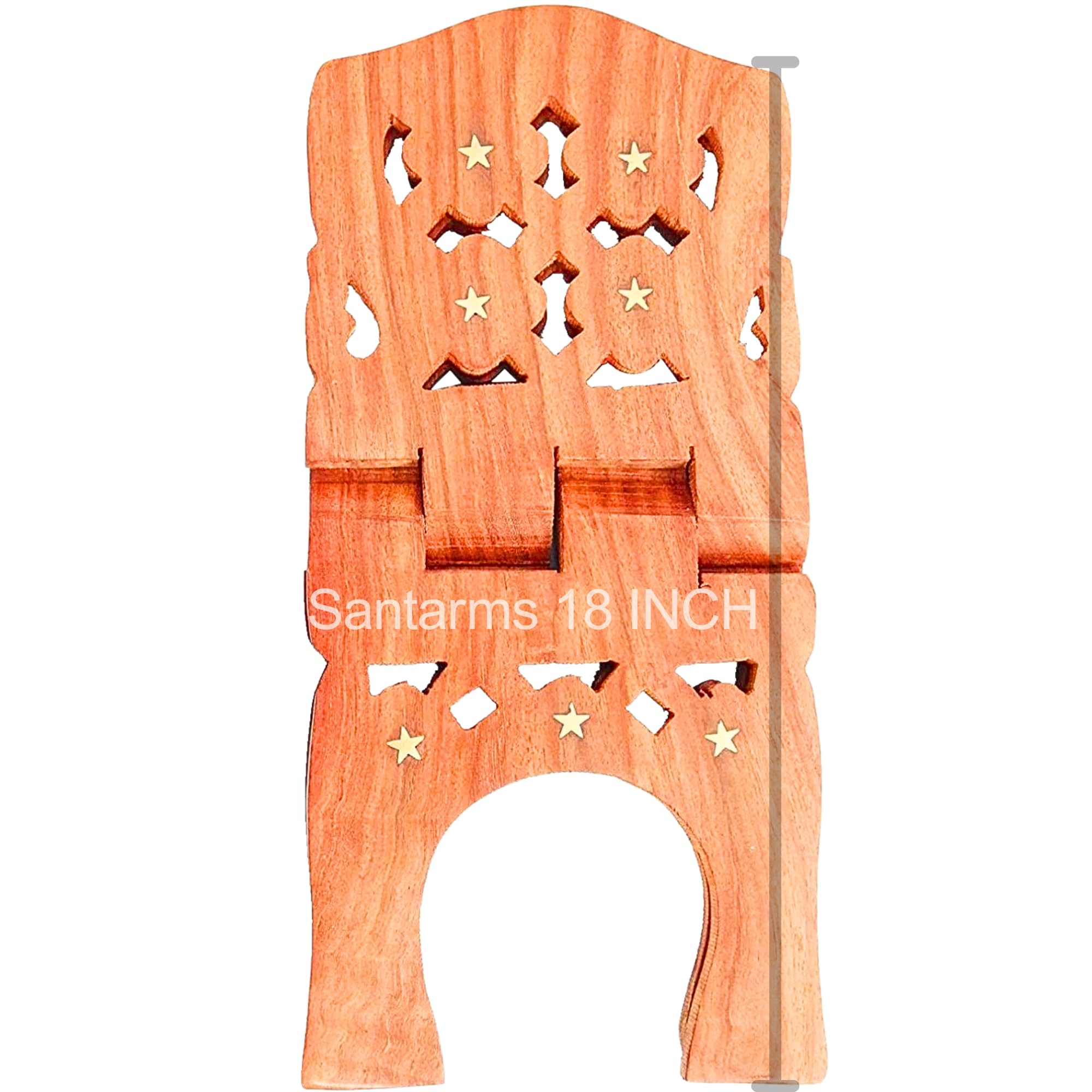 santarms Wooden Holy Quran Sharif Rehal Book Reading Holder Rihal Stand Foldable Kuran Shelf Rahel Stand Items for Office & Home Decor, 18 INCH-image-27