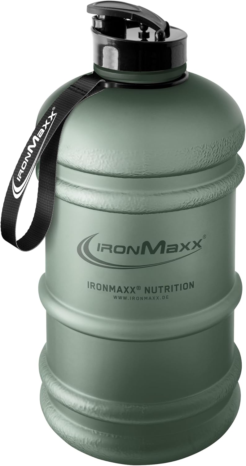 Ironmaxx Water Gallon, 2200 ml Leak-Proof Fitness Water Bottle with Ergonomic Handle, Odourless Design, in Frosted Black