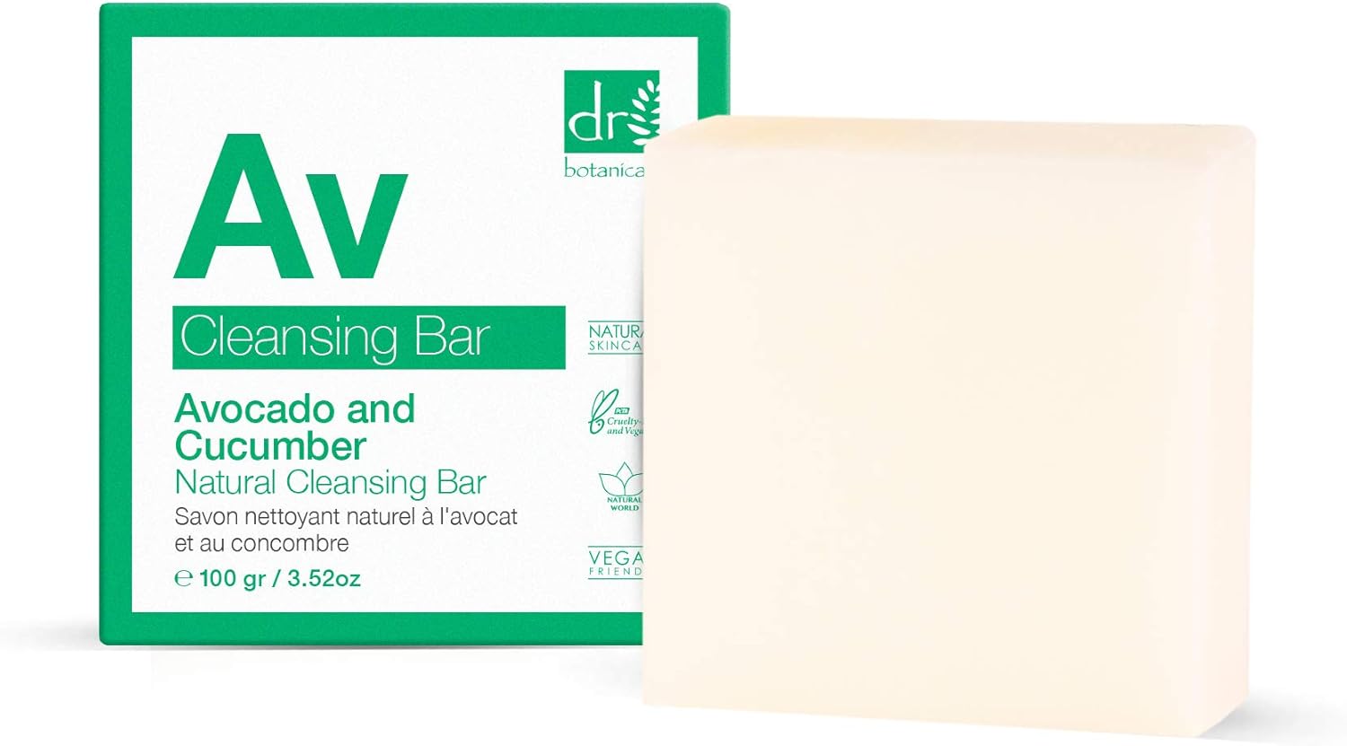 Dr Botanicals Avocado and Cucumber Natural Cleansing Bar 100g BigaMart