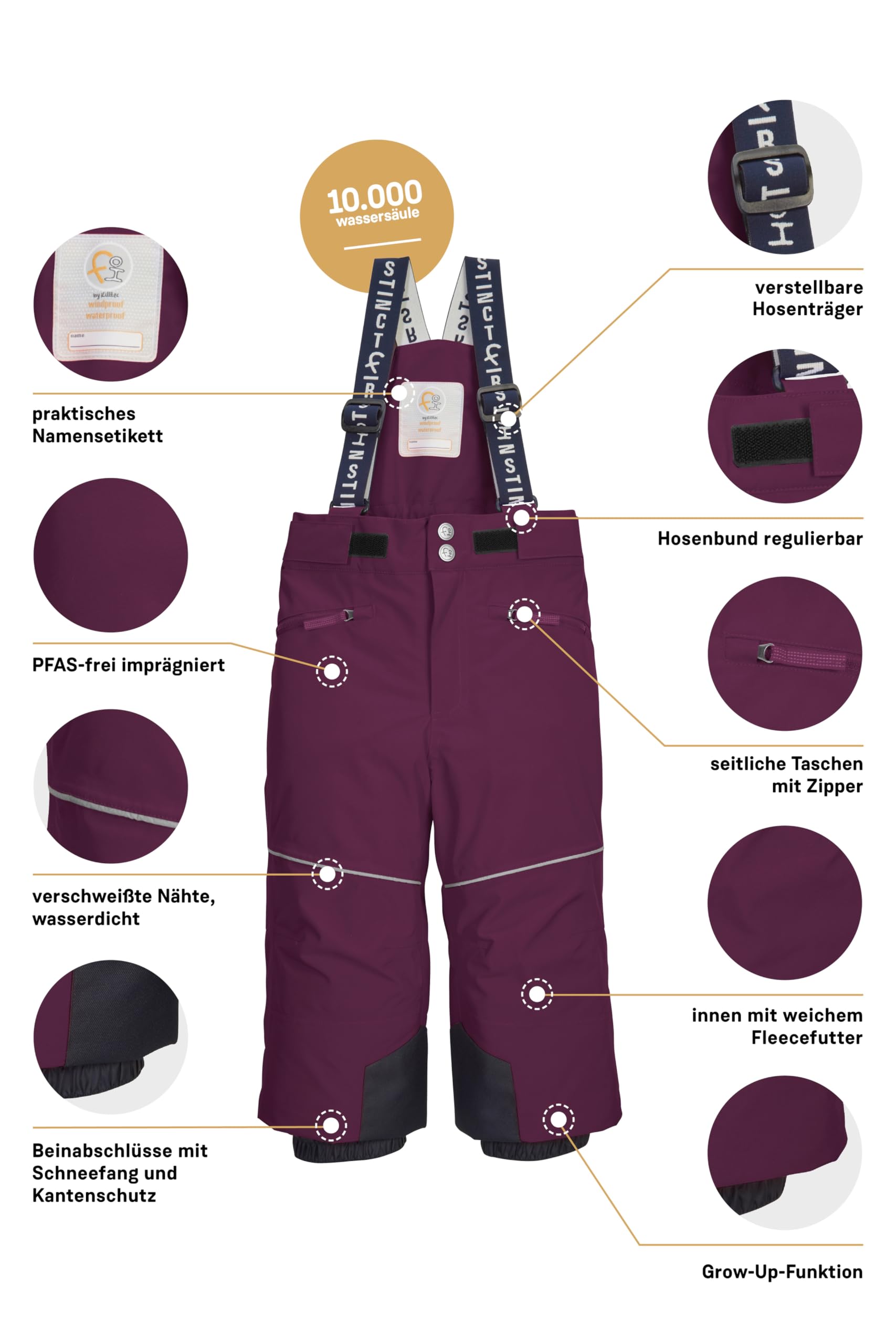 first instinct by killtec Fisw 48 MNS Ski Pnts - Pantalones de esquí/Pantalones funcionales con Tirantes y protección contra la Nieve Unisex bebé