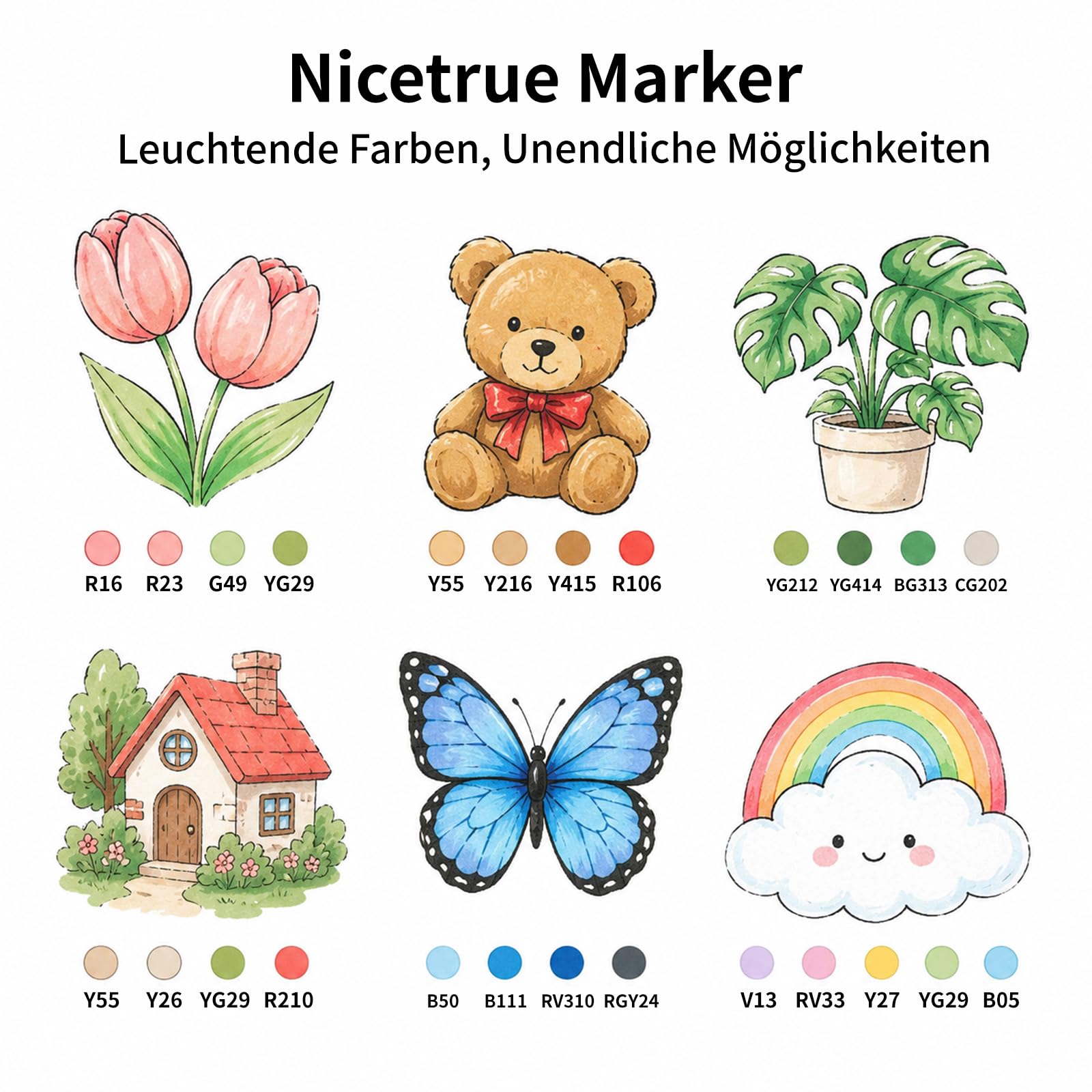 Alkohol Marker 216 Farben, Pinselspitze & Keilspitze Marker Set | Für Erwachsene & Künstler mit Skizzenbuch, Buntstiften, Farbkarte, Schutzblatt und Aufbewahrungstasche