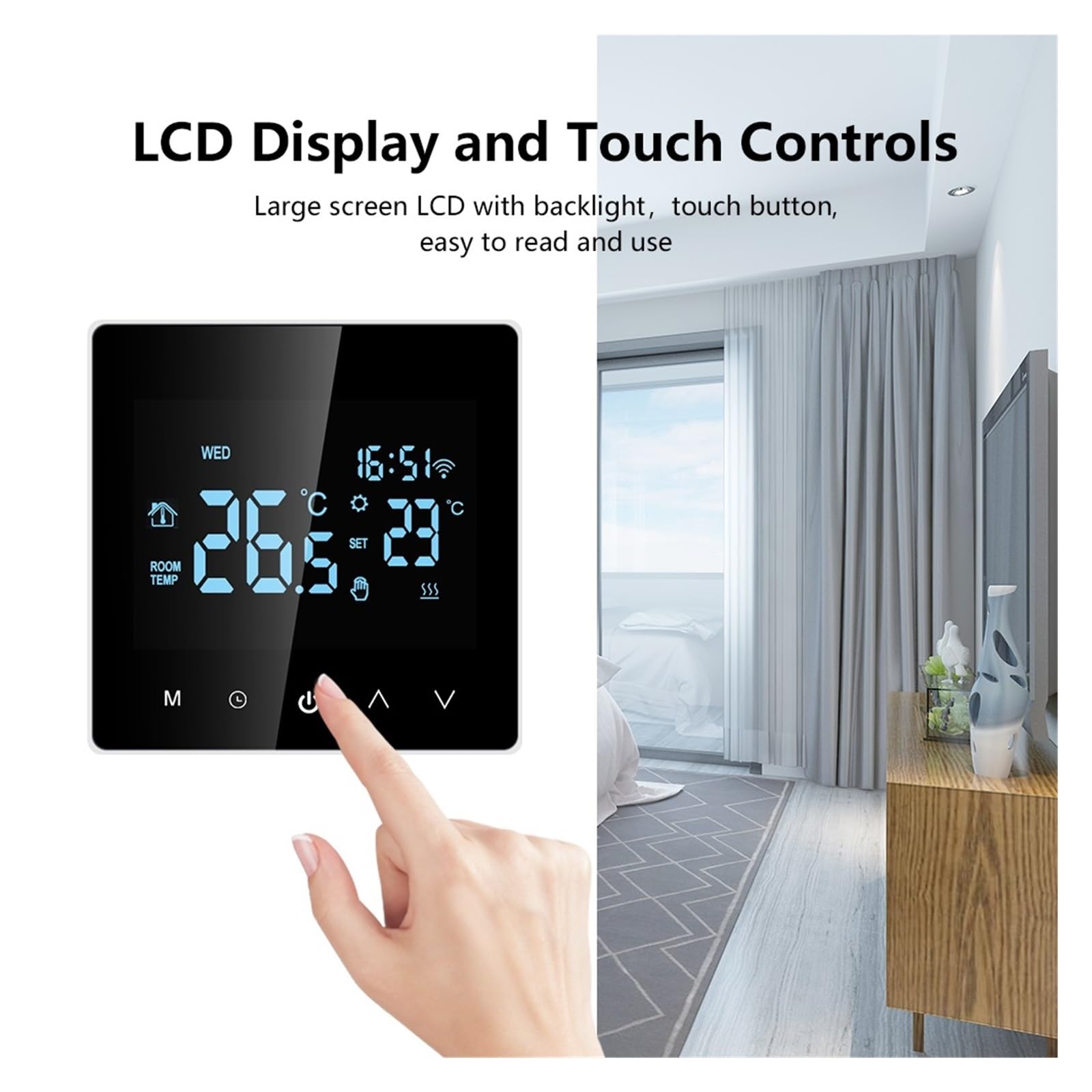 Inteligentne życie Wifi termostat elektryczne ogrzewanie podłogowe woda/kocioł gazowy LCD dotykowy regulacja temperatury Informacja O ZgodnośCi(WiFi WaterGas Boiler)