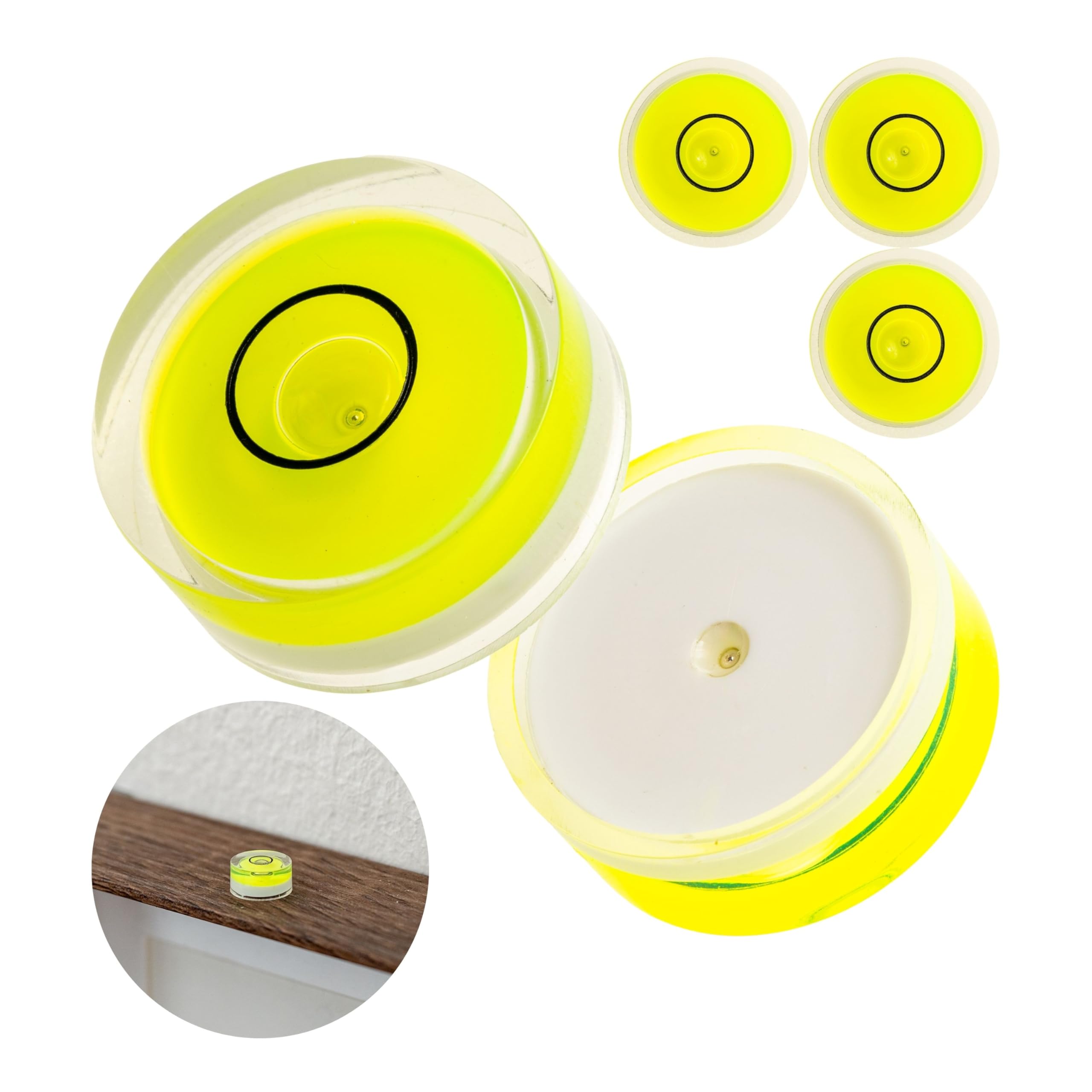 Set di fiale per livella tonda, 5 pezzi, con Ø 15 mm, livella a bolla d'aria senza etichetta, livella ad acqua, livella circolare, livella circolare per caravan, macchina fotografica, fai da te