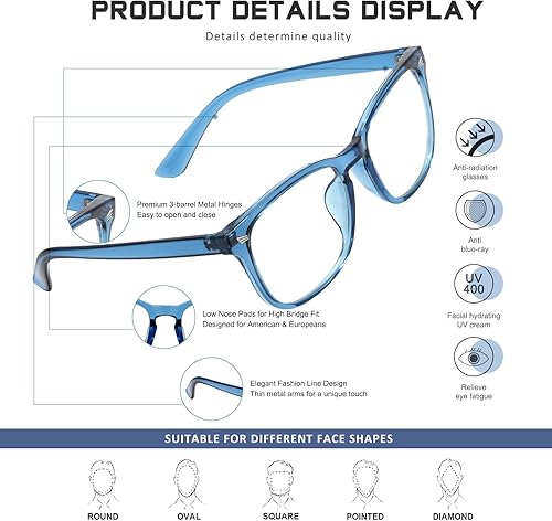 Miniatura 7 de Gafas de lectura para mujeres y hombres, anteojos antideslumbrantes con bloqueo de luz azul, anteojos resistentes