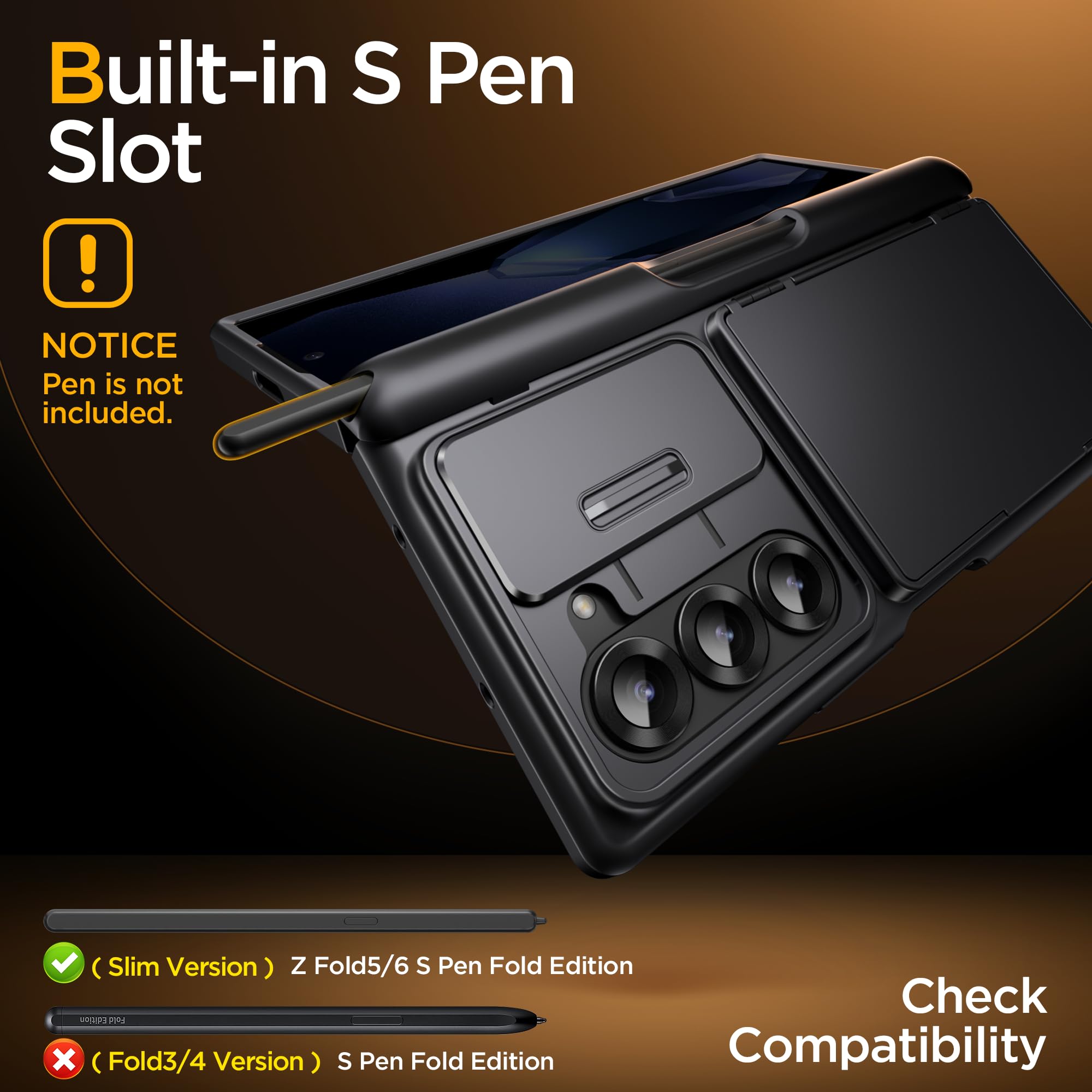 Samsung Galaxy Z Flip5 Armor backcover hoes met ringhouder Zwart