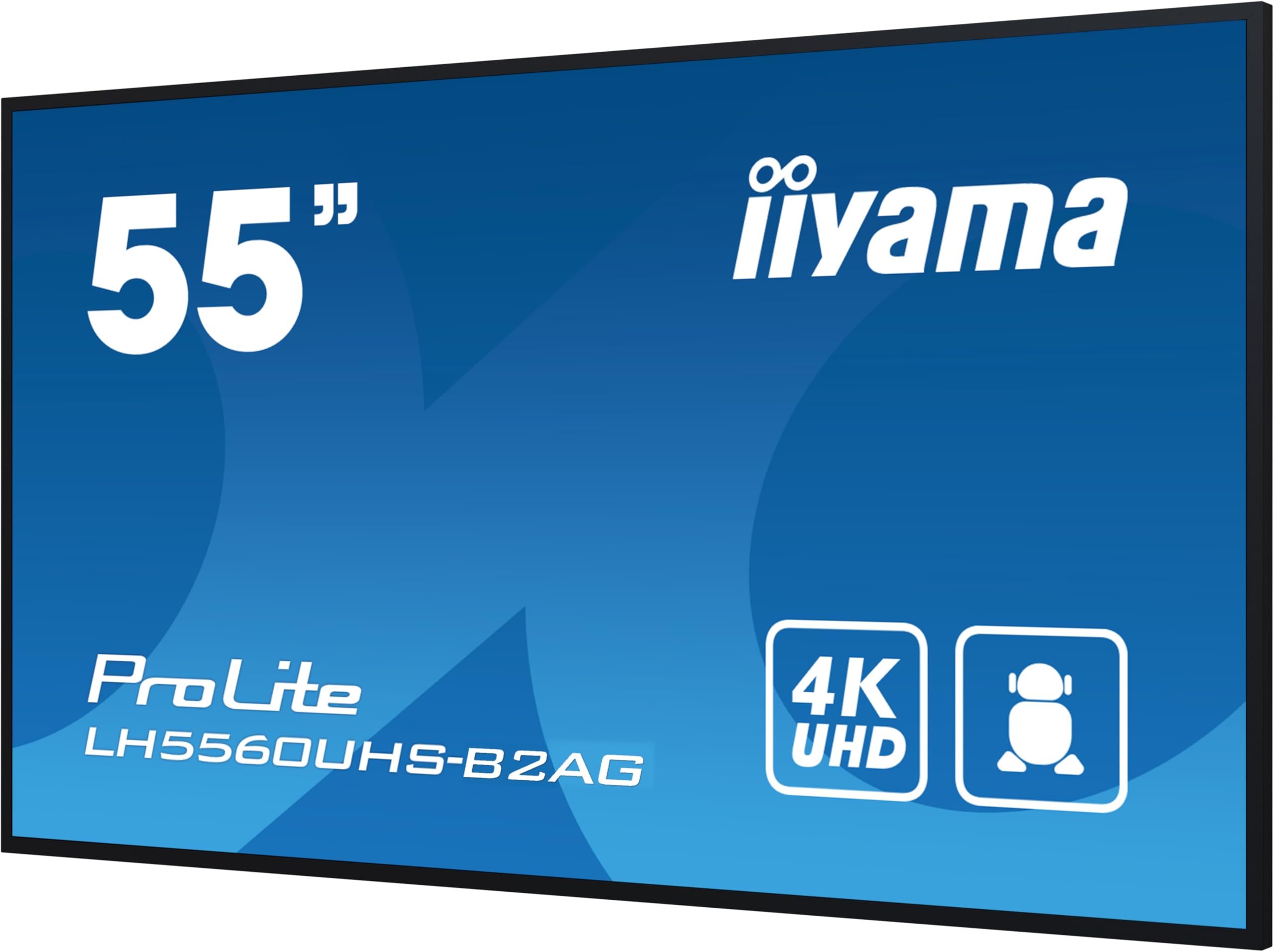 iiyama Prolite LH5560UHS-B2AG 139cm 54.6" Digital Signage Display VA LED Panel 4K UHD HDMI Audio-Out USB2.0 RS-232c RJ45 Mediaplayer Android 11 OS WiFi 24/7 schwarz