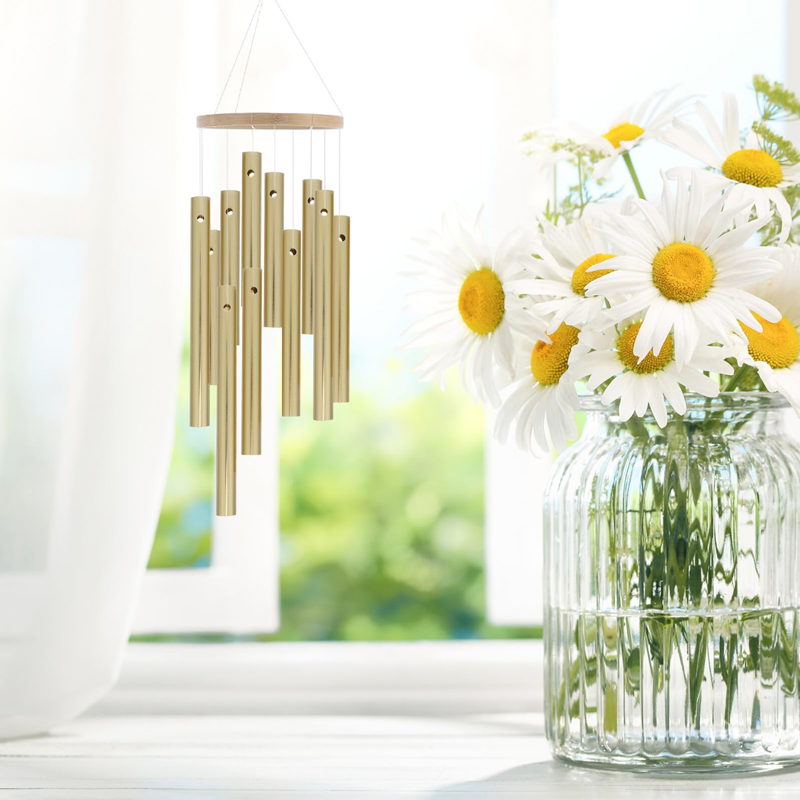 Kisangel Kit Fai da Te Campanelli Eolici 12 Pezzi Tubi in Alluminio Dorato per Decorazioni Giardino e Interno, Accessori Carillon a Vento Artistici per Progetti Sospesi e Cortile