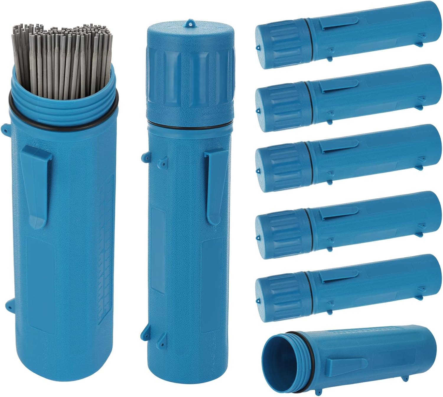 OwnMy 6PCS Welding Rod Storage Tube 14 Inch Electrode Rod Storage Tube, Plastic Welding Rod Holder Welding Electrode Holder, Waterproof Welding Rod Storage Holders Sealed Welding Rod Container, Blue
