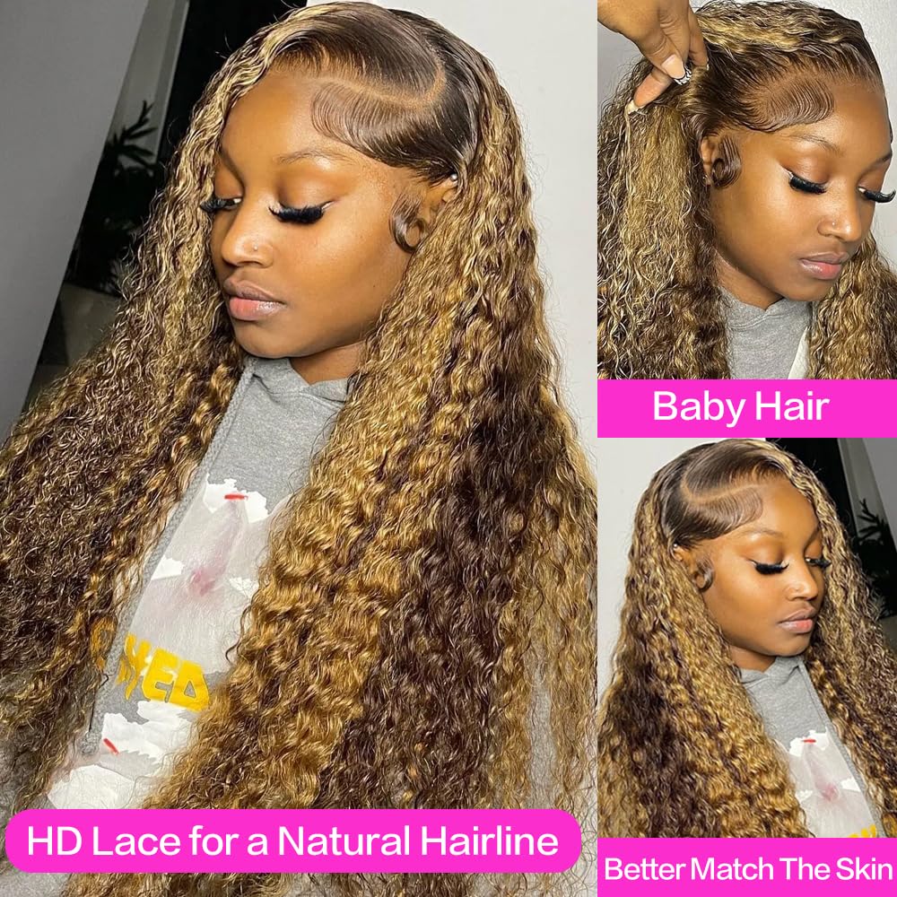 Honey Blonde 13x6 HD Lace Front Deep Wave Human Hair Wig