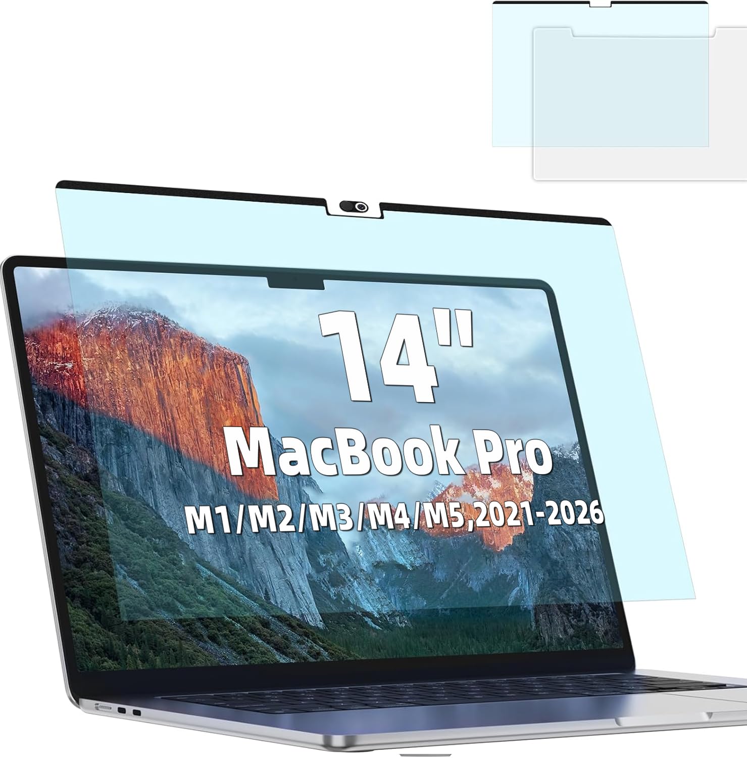 Magnetic Anti Blue Light Screen Protector for MacBook Pro 14 Inch (2021-2026,M1, M2, M3, M4, M5 Pro/Max), Removable MAC 14.2" Blue Light Filter , Bubble-Free Install, Eye Protection Glare Laptop Screen Protector