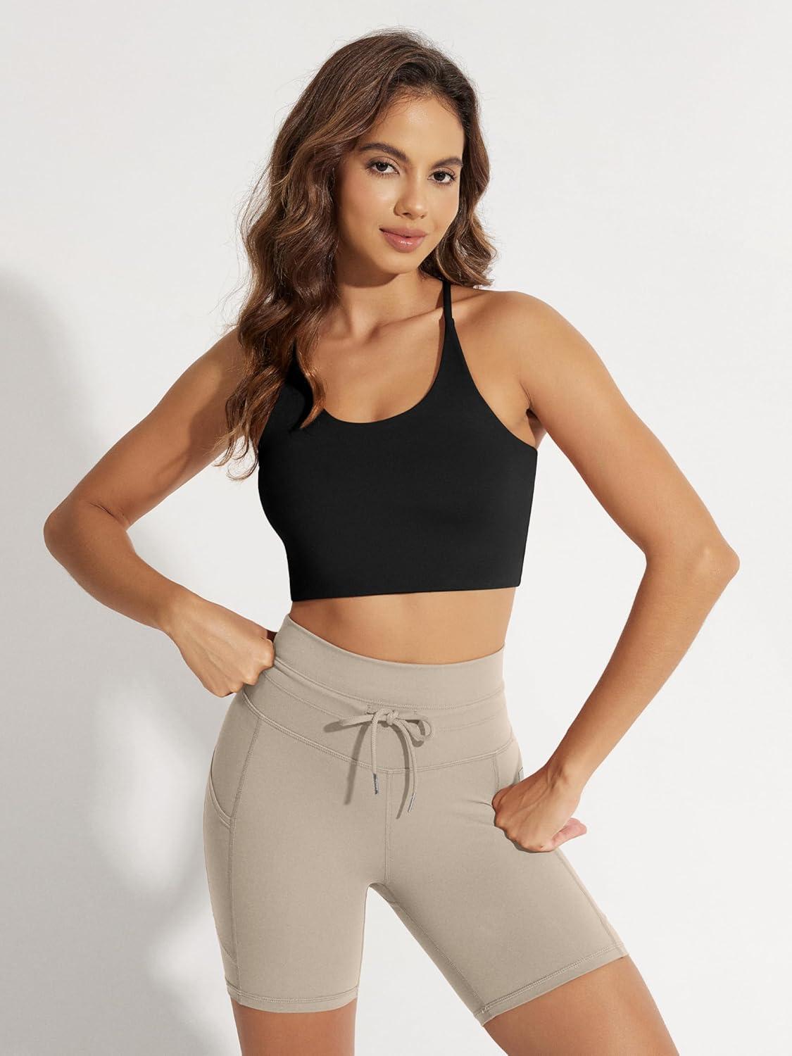 ODODOS Halter Sports Bra for Women Non Padded Strappy Cropped Tops Workout Yoga Crop - Image 3