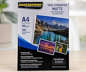 Kit 2 Papel Fotográfico Matte Masterprint A4 108 Gramas 100 Folhas cada, totalizando 200 Folhas