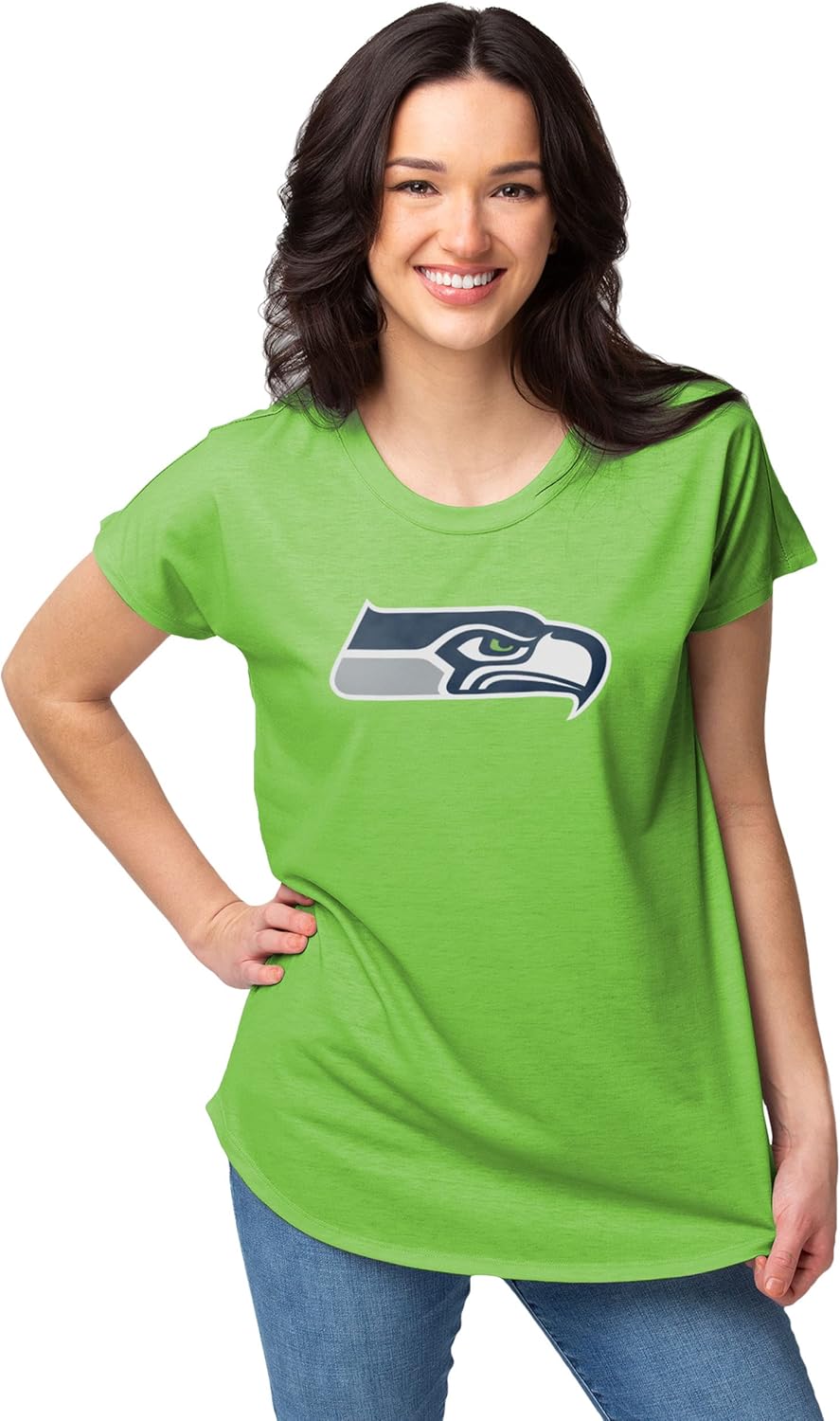 FOCO Seattle Seahawks NFL Womens Big Logo Tunic Top - L