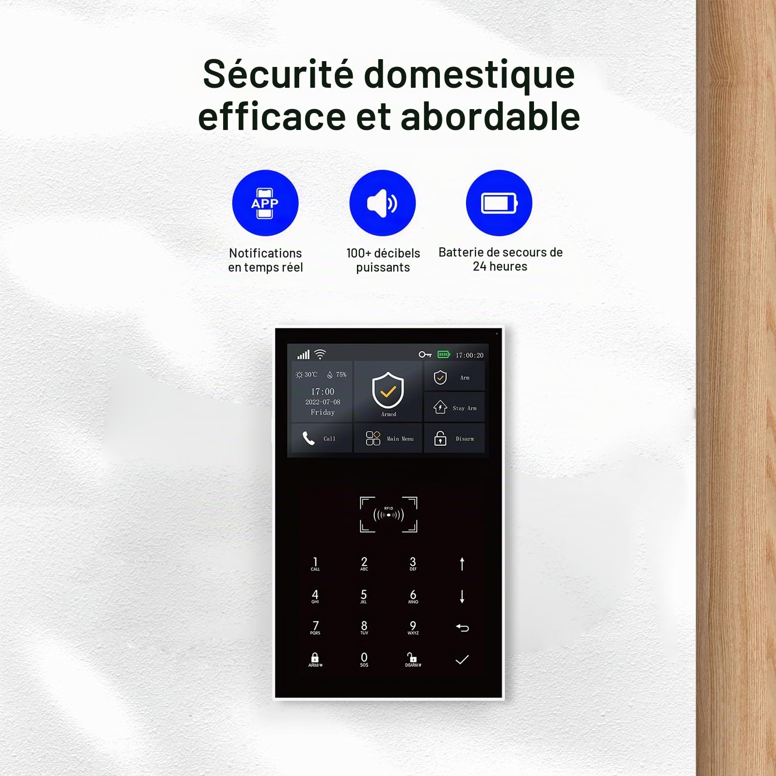 Alarme Maison sans Fil Intelligent GSM + WiFi, 21 Pièces - 4 Alarme de Porte, 8 Capteurs de Fenêtre et de Porte, 3 Télécommande, Compatible avec Alexa et Google Assistant