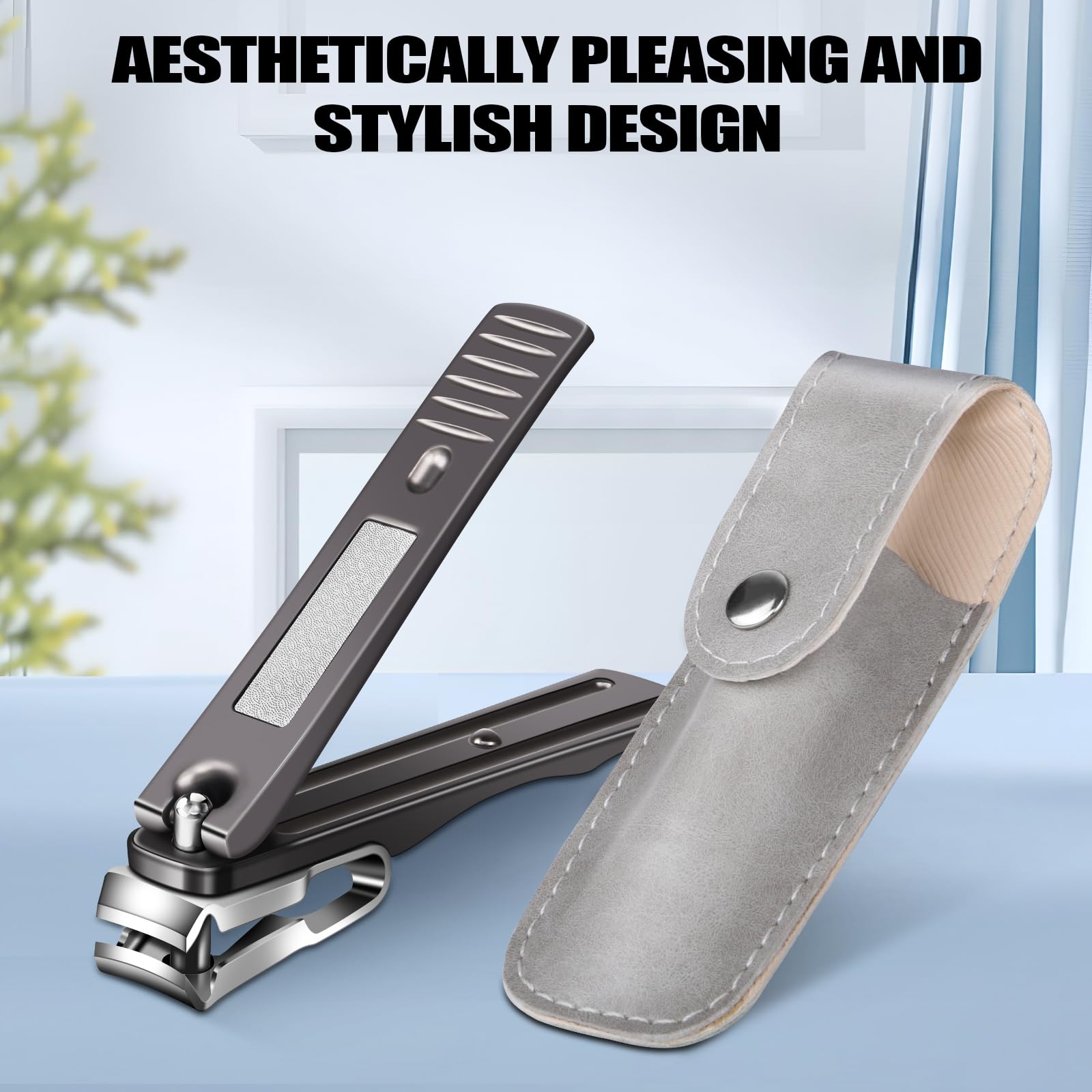 Senior Rotating Nail Clippers for Thick Toenails, Large Fingernail Clippers for Seniors - Ideal Christmas Stocking Stuffers Gifts for Grandma Grandpa (Light Black)
