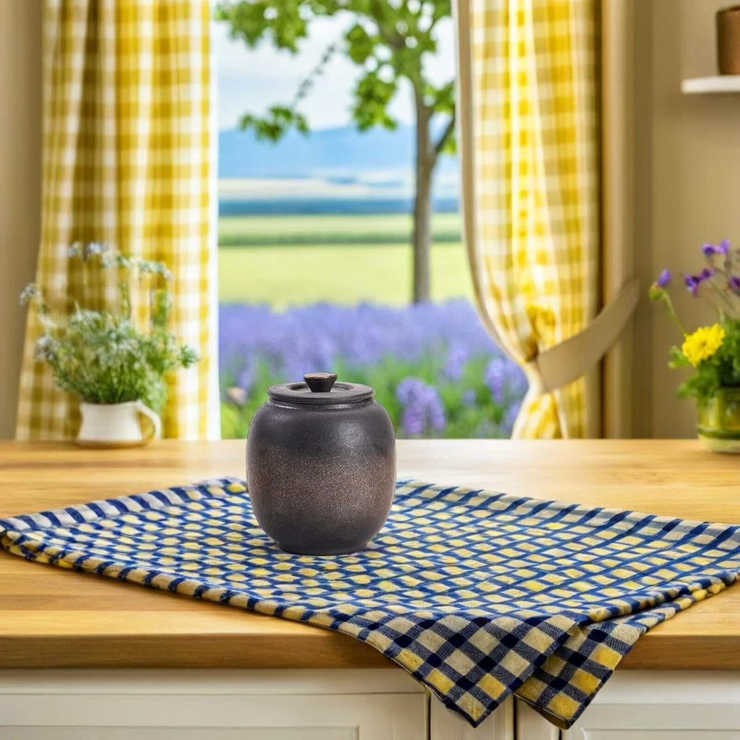 TOBAZA Ceramic Coffee Canister with Airtight Lid, Kitchen Food Storage Jar china for Loose Tea, Salt, Herb, Sugar, Spice, Beans, Nuts, Traditional Chinese china