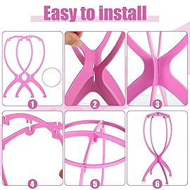 obeoby Wig Stand, Portable Wig Holder Wig Head Stand for All Wigs Travel Wig (pink (2pack))