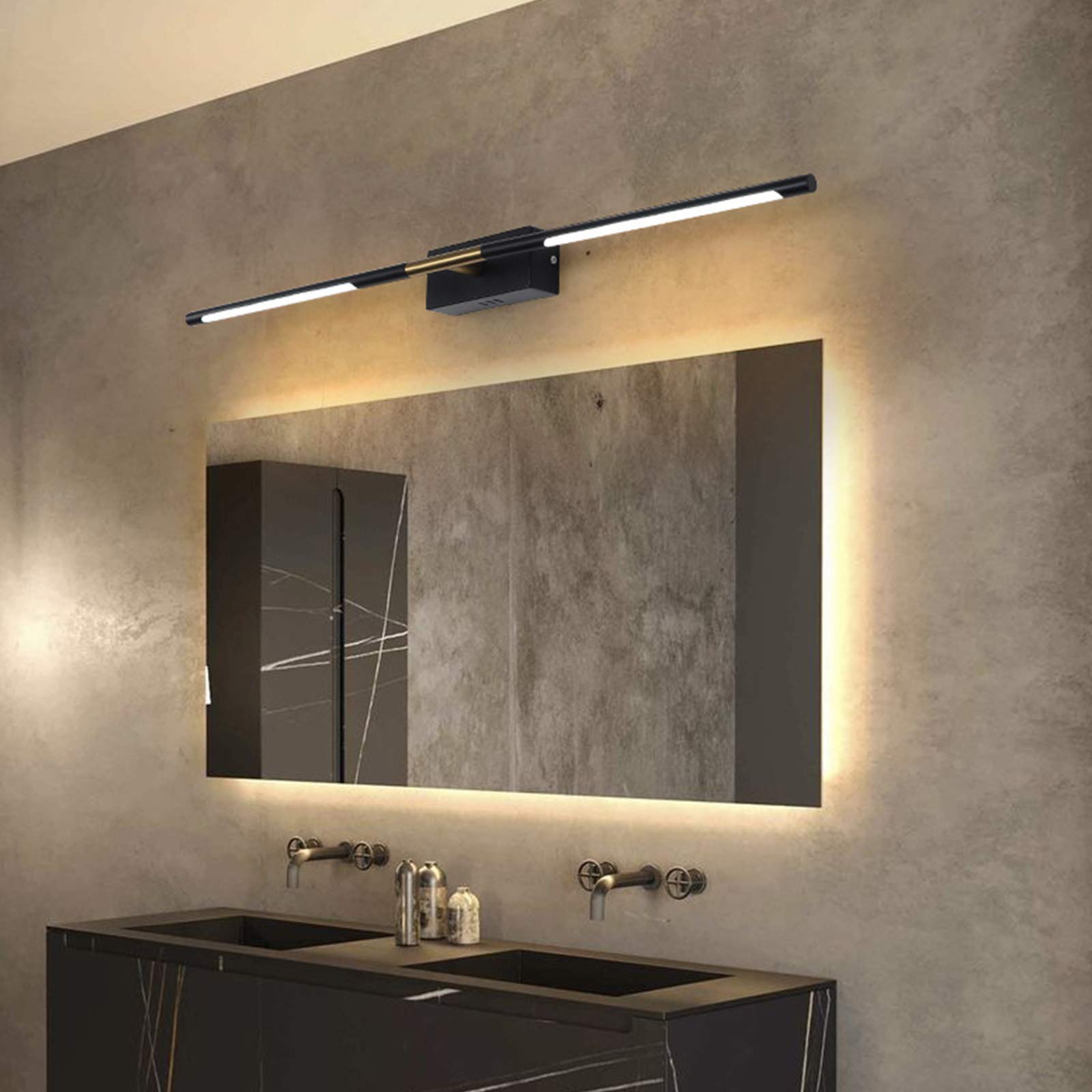 Badezimmer Spiegel Lichter, Vintage LED Spiegel Frontlicht mit Acryl Lampenschirm, Warmweiß 3000K, Retro Make-up Spiegelleuchte für Ris