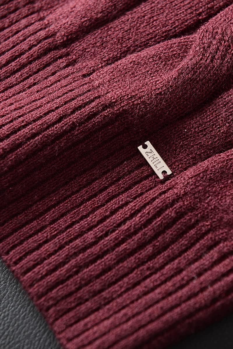 ZHILI Men's Casual Crewneck Sweaters Cable Knit Thermal Pullover Sweater