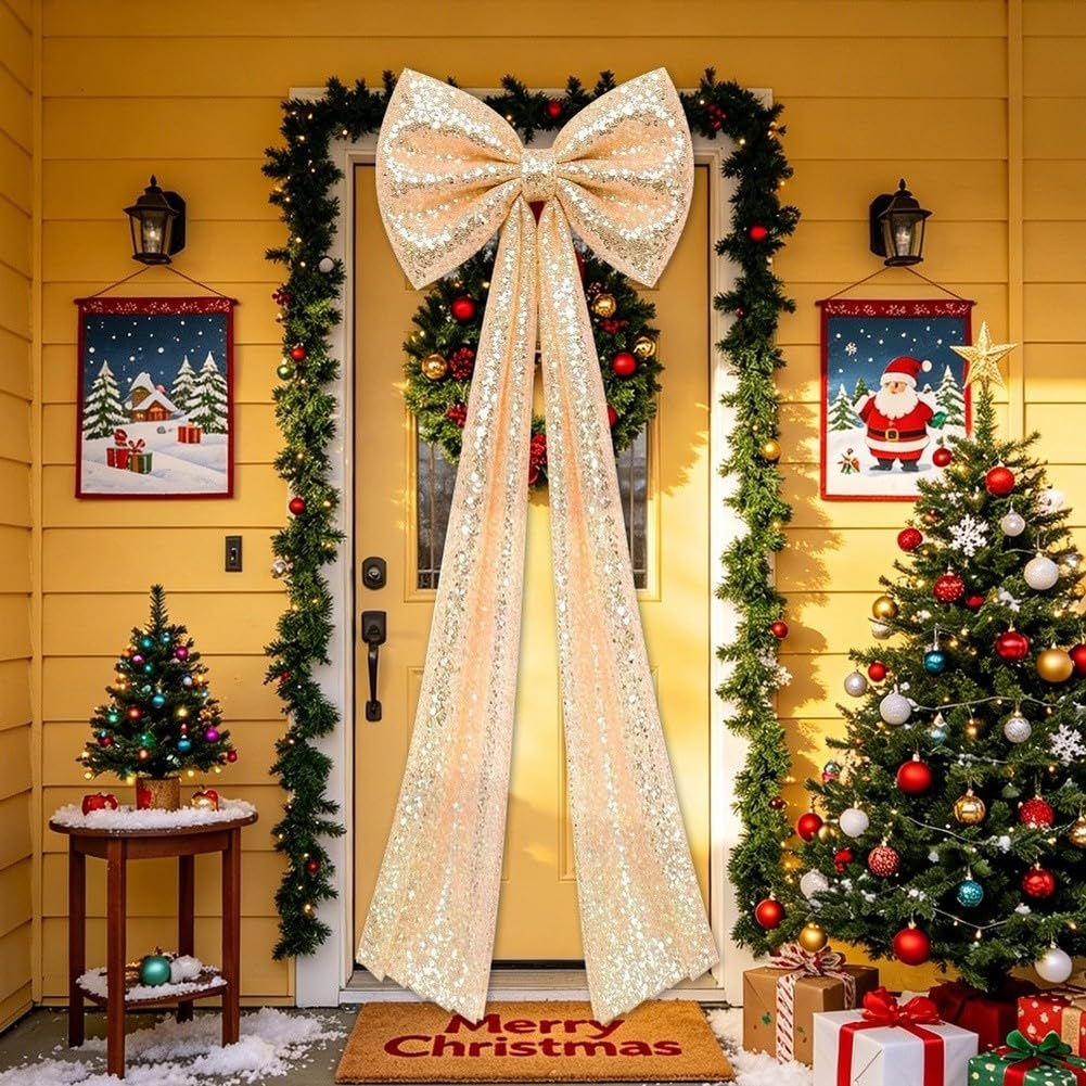 Große für glitzer Schleife für Weihnachtsbaum 200cm Lang – Festliche