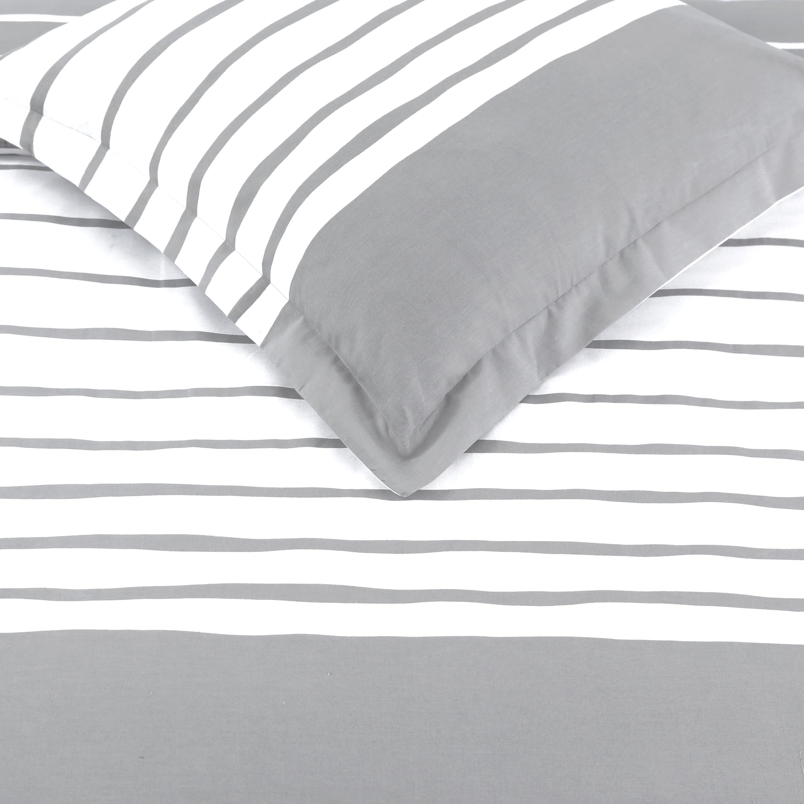 VISION Mia Grigio/Bianco - 100% cotone - Set Copripiumoni matrimoniale reversibile 260 x 240cm con 2 federe 65 x 65cm per letto matrimoniale maxi - Morbido e confortevole - Certificato Oeko-Tex