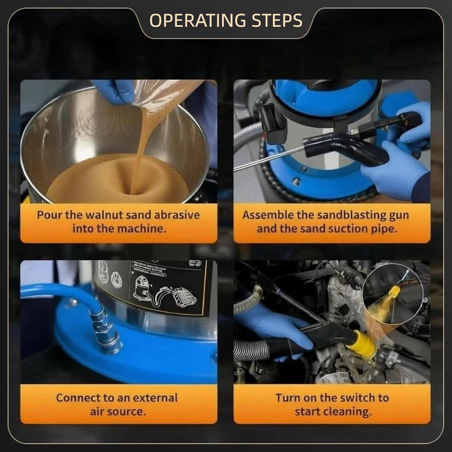 altivox Walnut Blaster with 23 Pcs Adapters, 110V Engine Intake Valve Cleaner Machine with 5.51 lbs Walnut Sand, Automotive Engine Carbon Remover, Sand Blaster for Carbon Cleaning