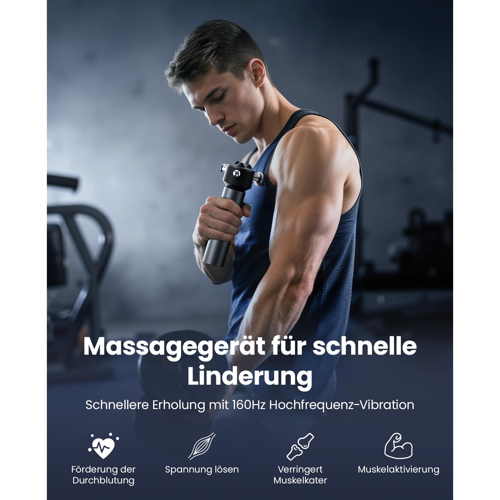 BOB AND BRAD VibeFlow Massagegerät, Massagepistole Alternative mit 116Hz Hochfrequenz-Vibration, 7.000 U/min Vibrationsmassagegerät für Tiefengewebe, Faszien, Triggerpunkte, Rücken, Nacken & Beine