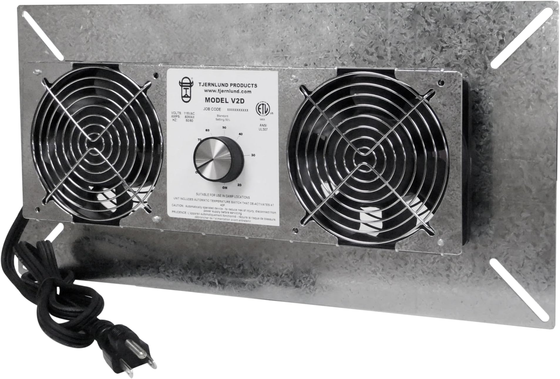 Tjernlund V2D Underaire Crawlspace Ventilator Fan Moisture Reducing 220 CFM