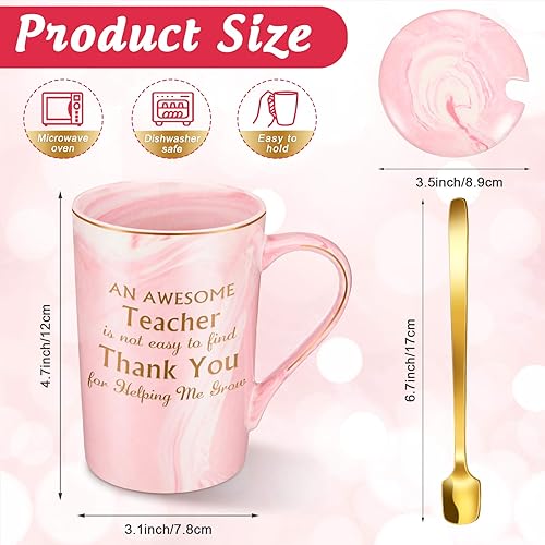 Miniatura 2 de Regalos para profesoras para mujeres, divertida taza de café de graduación con texto en inglés "Thank You Teacher", regalos para profesores nuevos