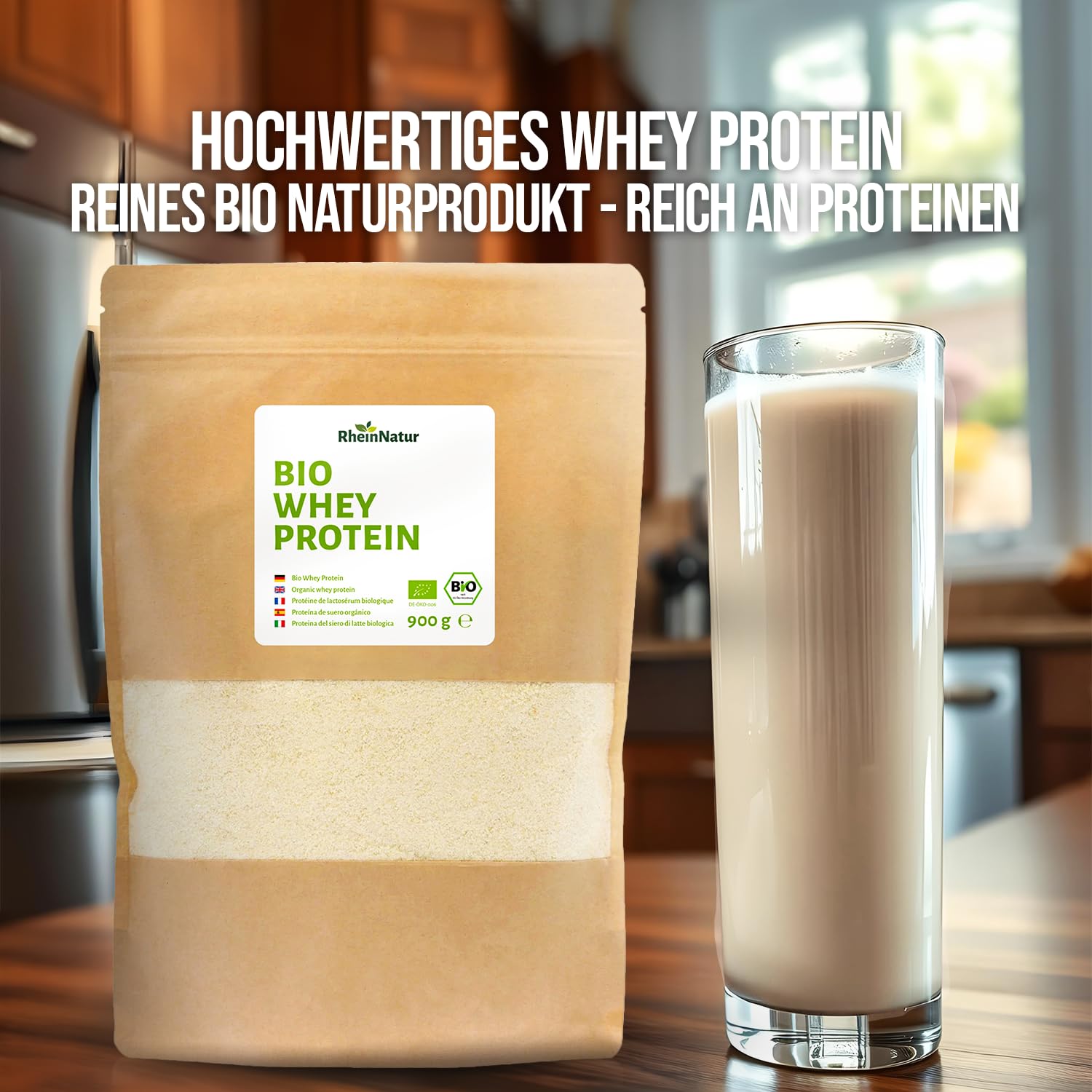 BIO Whey Protein Powder 900g - Poudre de protein naturelle et insipide pour le développement…