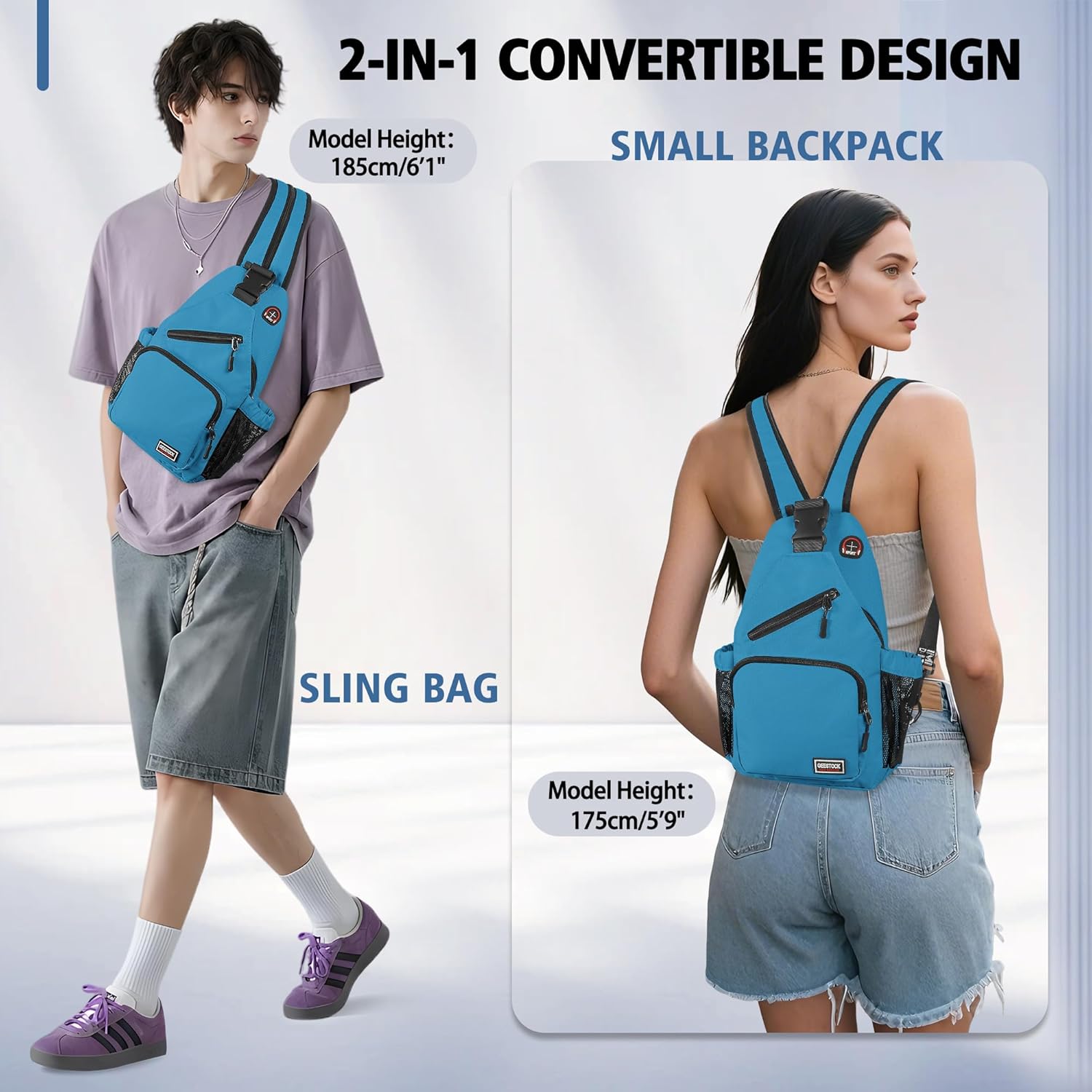 Geestock Convertible Sling Bag for Women Men, Lightweight