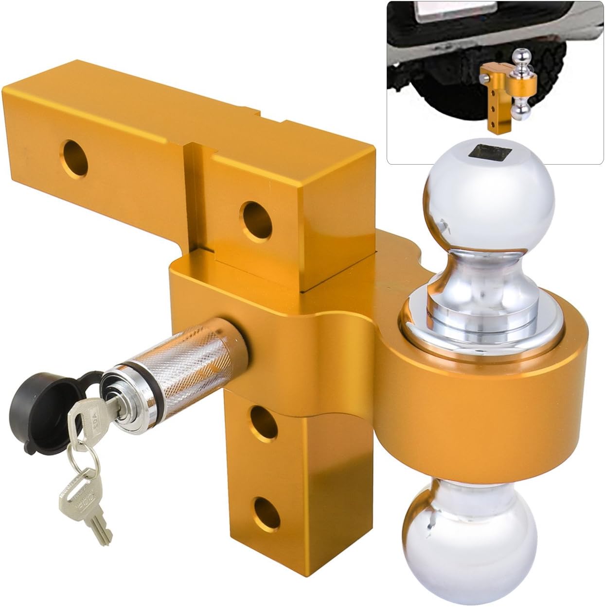 Amazon AJP Distributors 2 "トレーラー受信機トラックRV 6 "ドロップ調節可能ゴールドアルミHitchデュアル