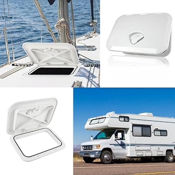 Boat Hatch Boat Deck Access Hatch & lid 14-3/4x10-5/8,Marine Inspection Hatch Access Hatch Rectangle,Inspection Hatch Cover Deck Hatch Deck Plate Hatch for Marine Caravan RV(White)