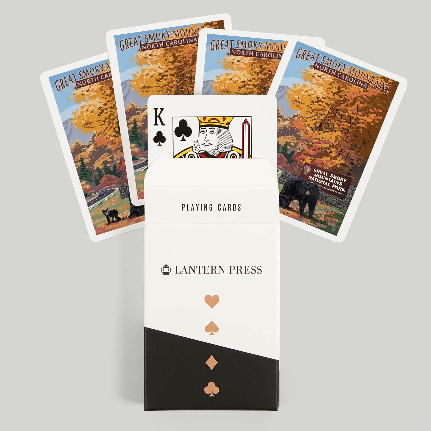 Lantern Press Great Smoky Mountains, Park Entrance and Bear Family, 52 Playing Cards for Adults, Poker Size Card Deck