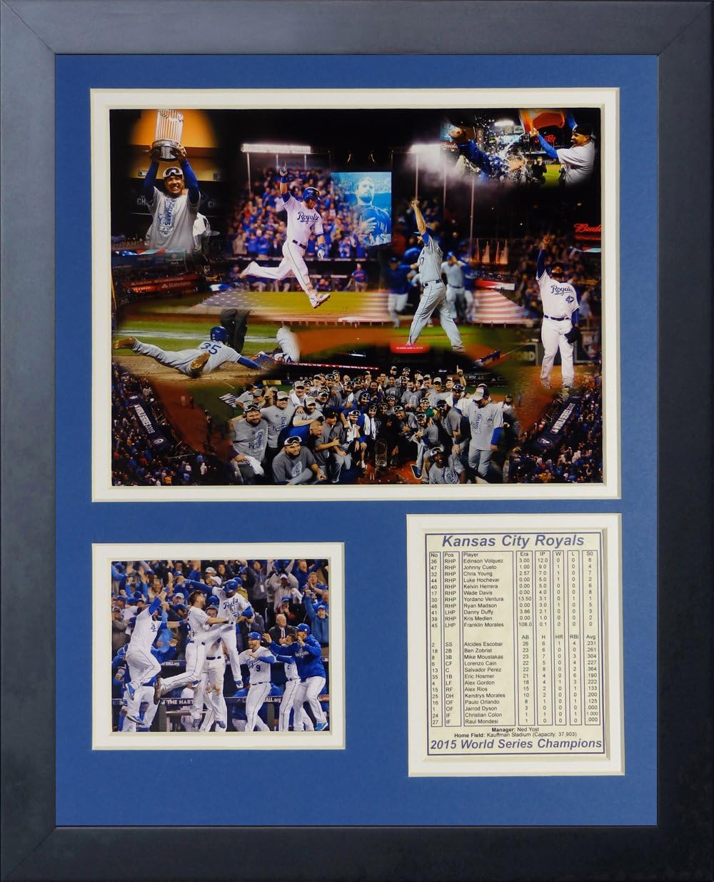 Legends Never Die MLB Kansas City Royals 2015 World Series Champions Framed Photo Collage, 11" x 14", (11390U)
