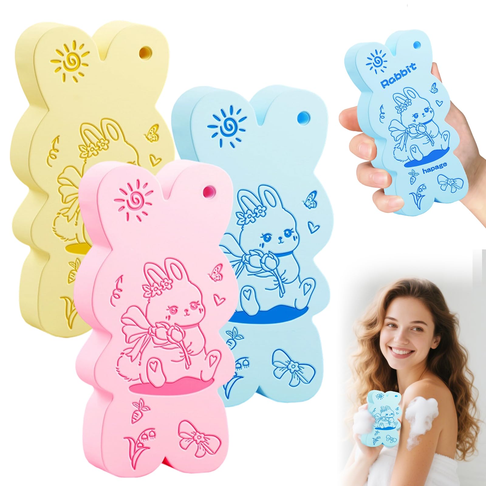 3 esponjas de baño exfoliantes mágicas, exfoliantes mágicos, esponjas de baño exfoliantes súper suaves para ducha, mujeres y hombres, removedor de piel muerta para adultos y niños (6 piezas)