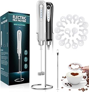 Zebre Electric Milk Frother, Handheld Rechargeable 3 Speed Foam Maker Blender Mixer with Durable Stainless Stand for Coffe...