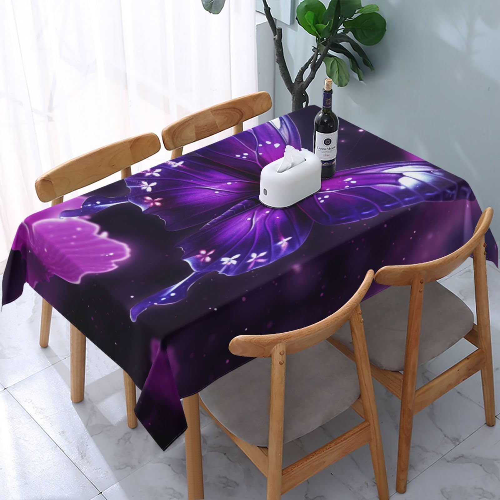 WPKJU Butterfly Printed Tablecloth Water Resistant Table Cover Washable Rectangle Table Cloth for Tables 54x72 in