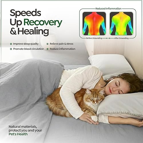 Miniatura 3 de Earthbound Grounding Well Sábanas de cama tamaño King  90% algodón orgánico, 10% plata pura infundida  Sábana bajera de bolsillo profundo